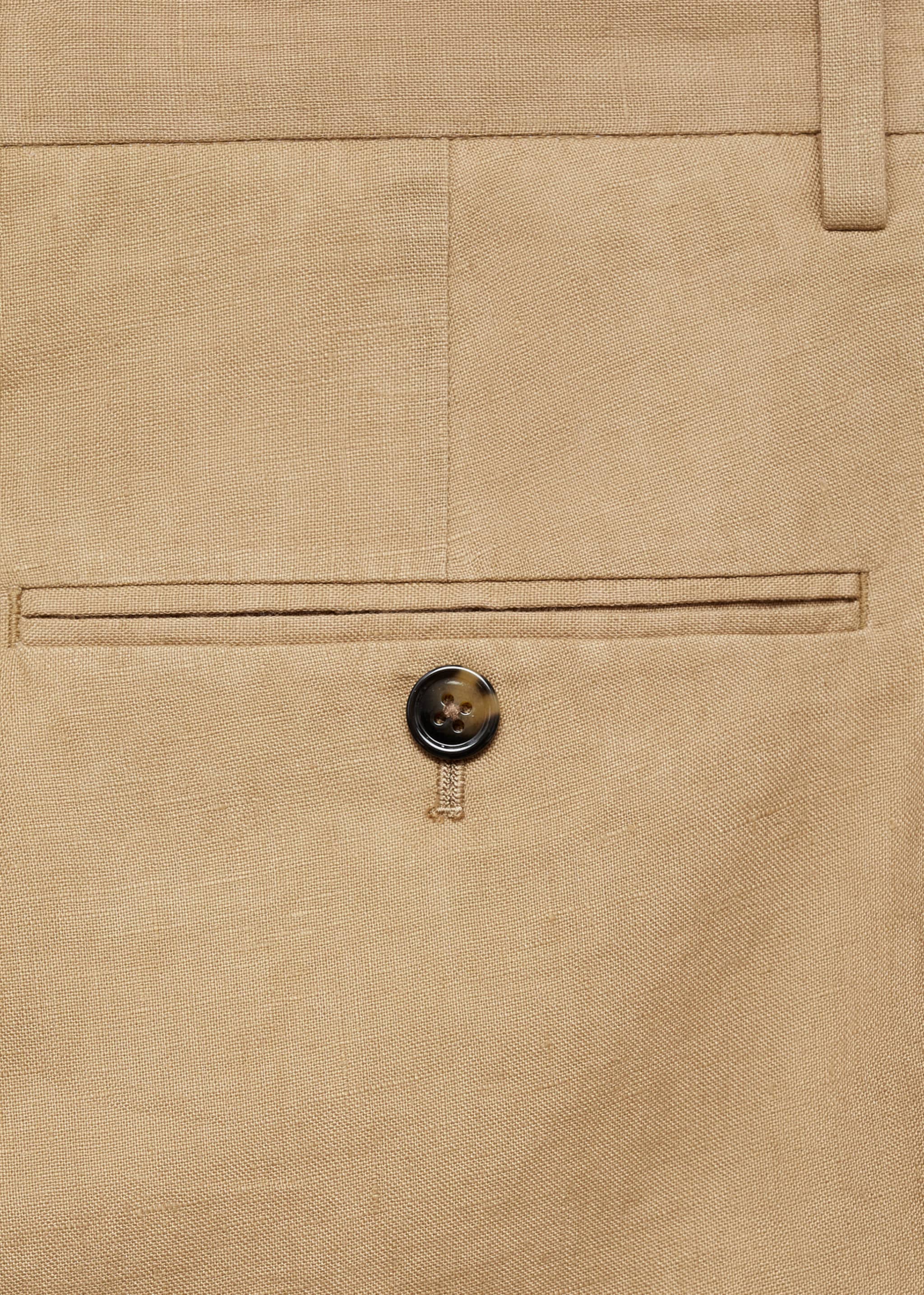 100% linen slim-fit suit pants - Details of the article 0, Medium Brown. Ref: 77000591-00.