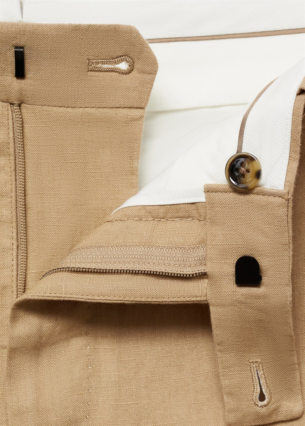 100% linen slim-fit suit pants