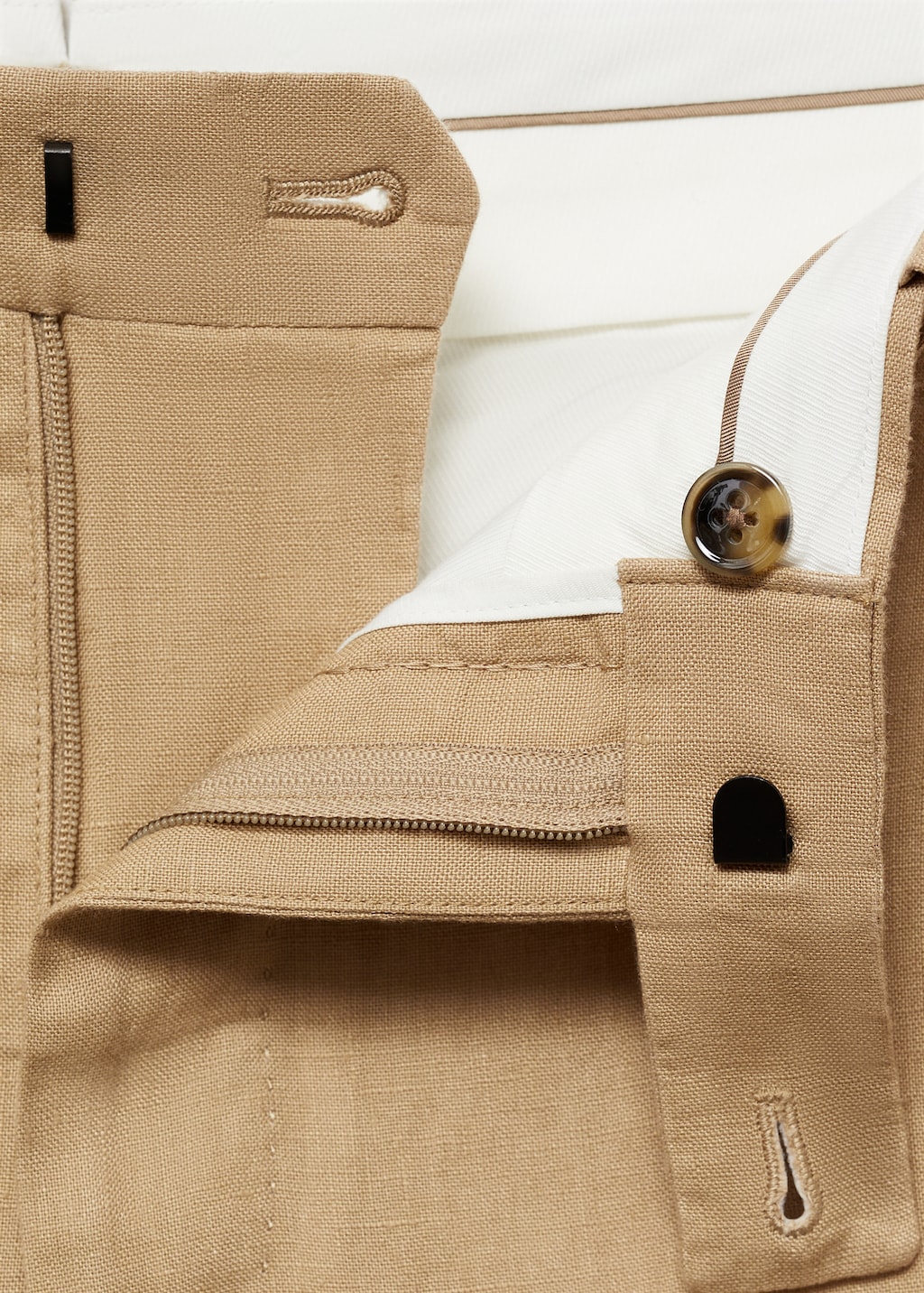 100% linen slim-fit suit pants