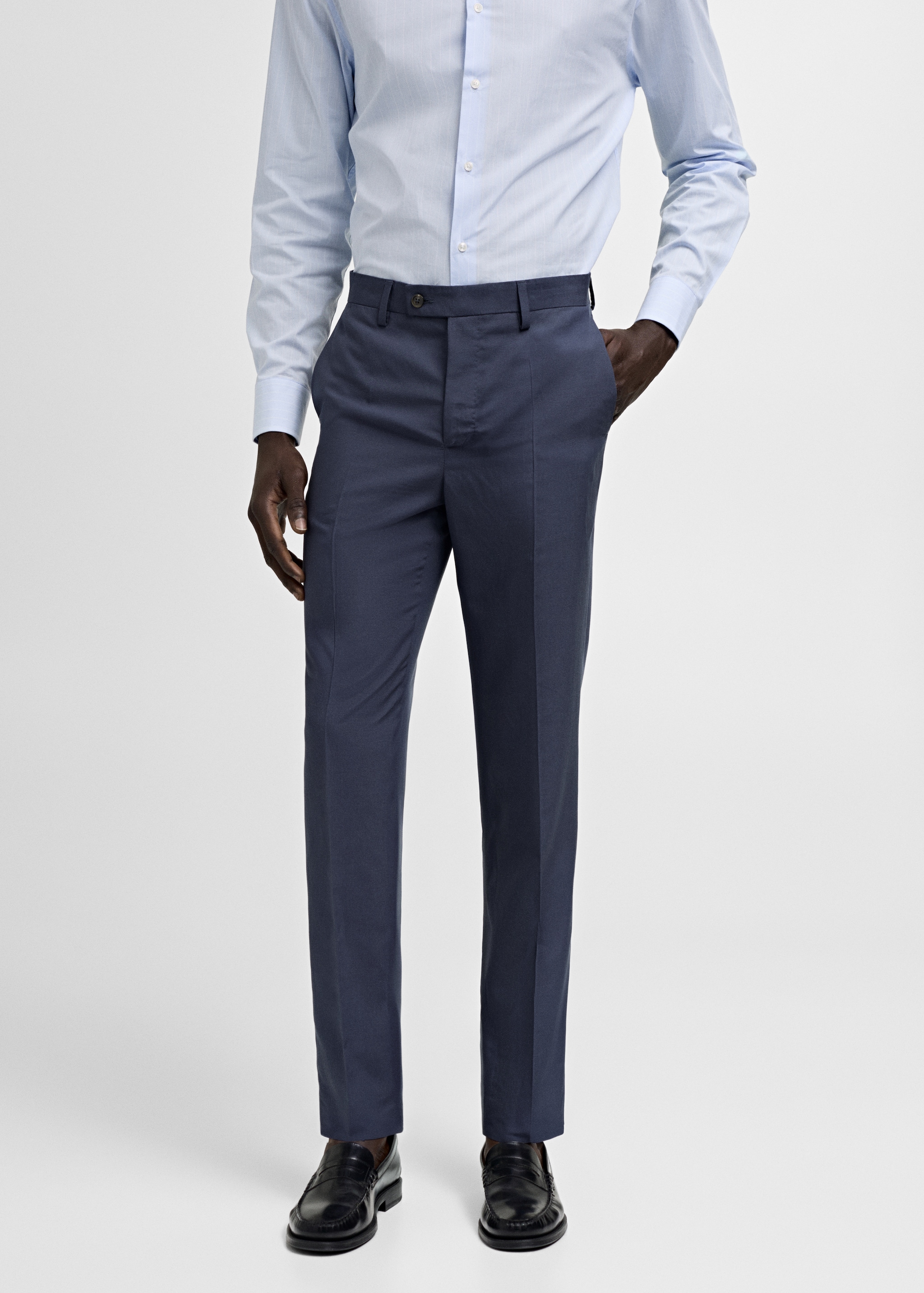 Stretch fabric slim-fit suit trousers - Medium plane