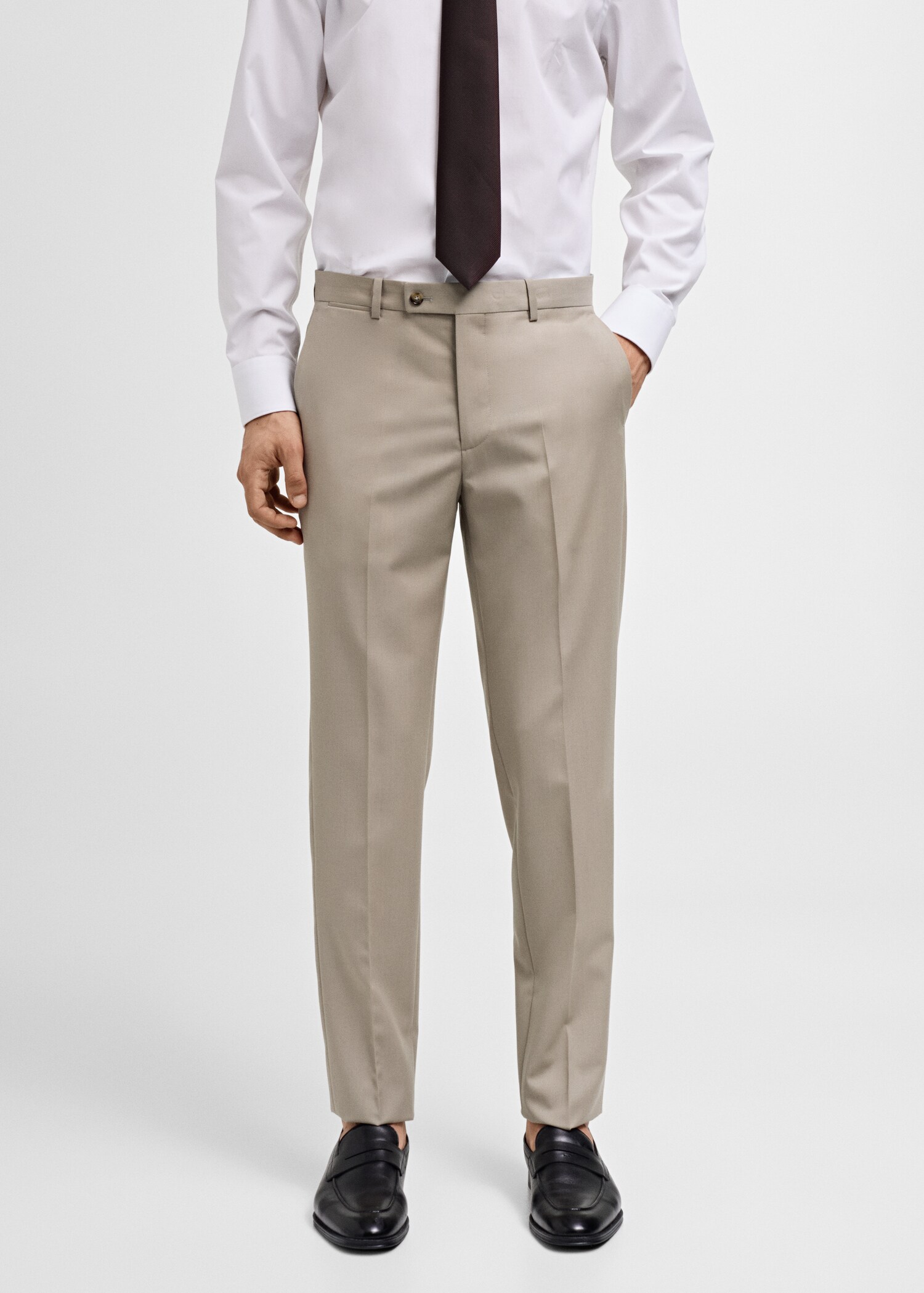 Pantalón traje slim fit 100% lana virgen - Plano medio