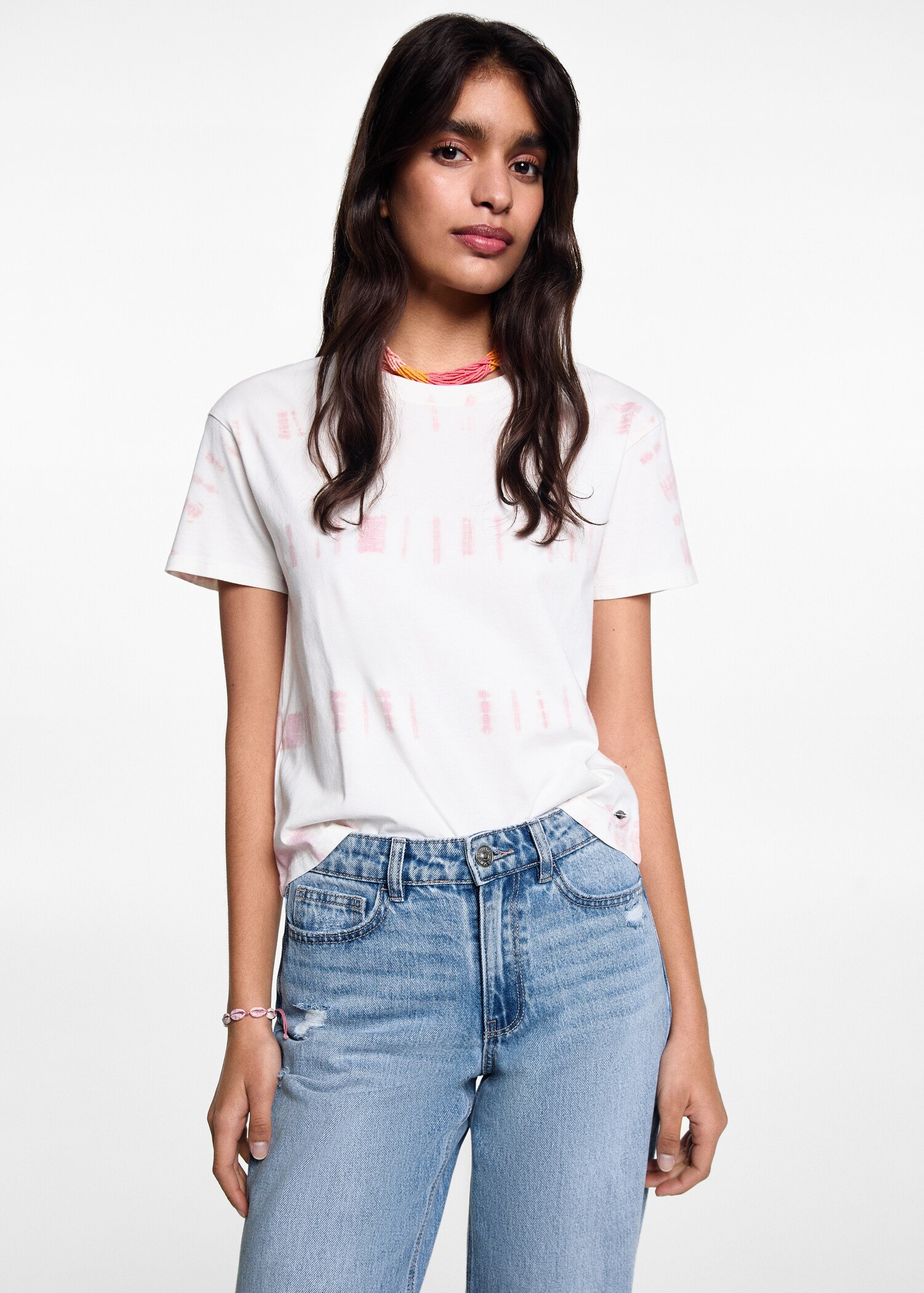 Ripped medium-waist straight jeans - Medium plane