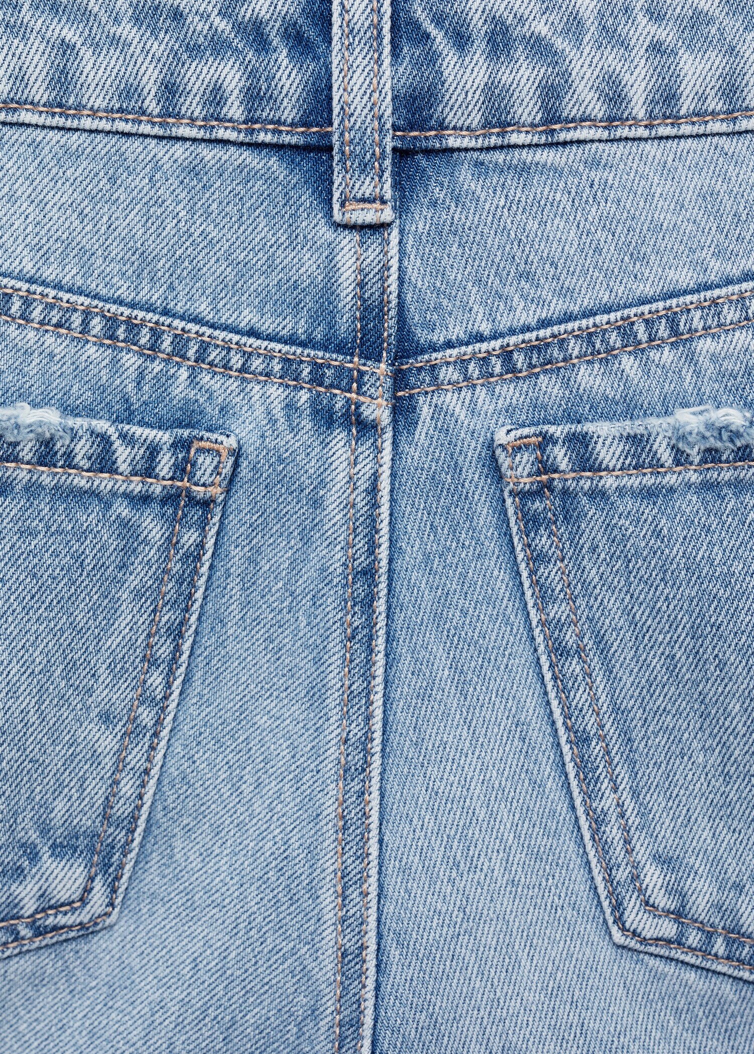 Ripped medium-waist straight jeans - Details of the article 0