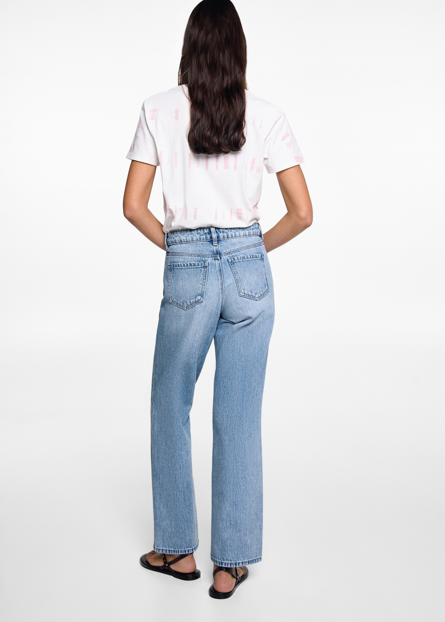 Ripped medium-waist straight jeans - Reverse of the article