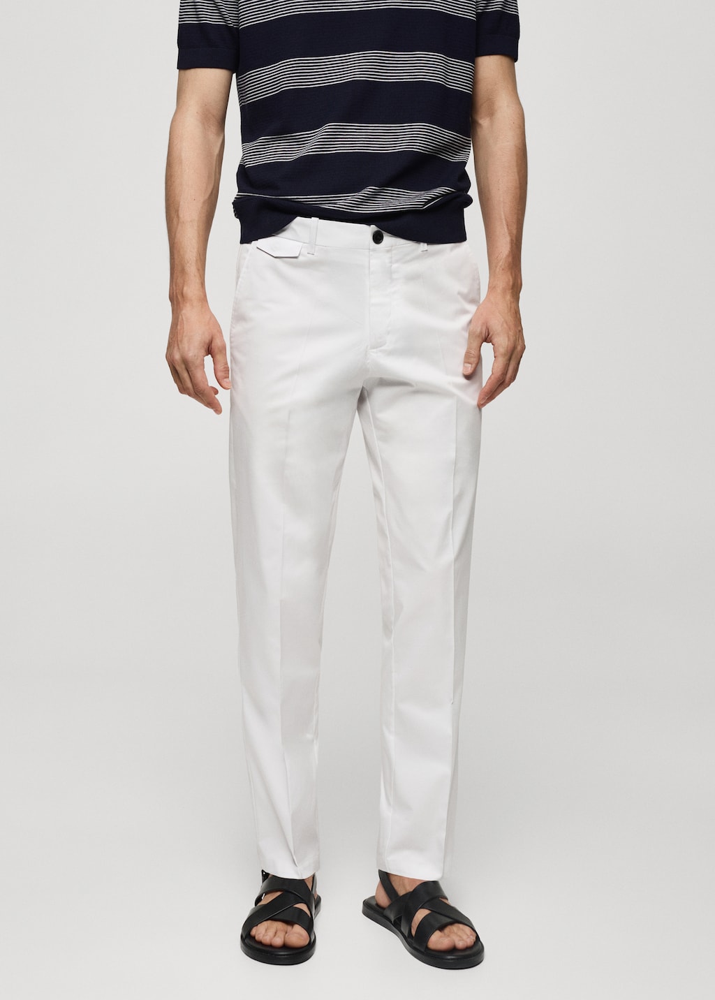 Mango Regular Fit-Baumwollhose mit Struktur