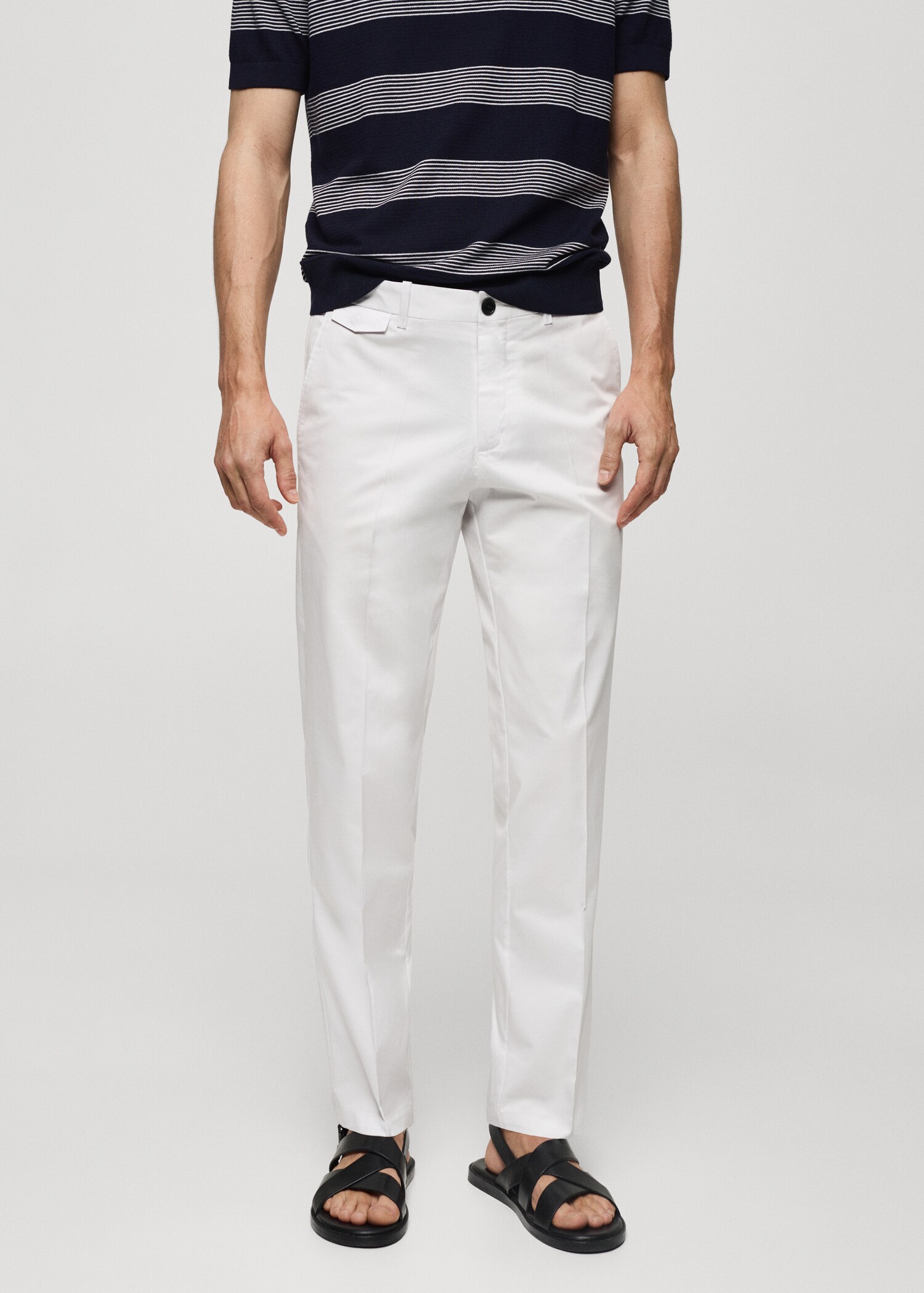 Regular fit structure cotton pants - Medium plane