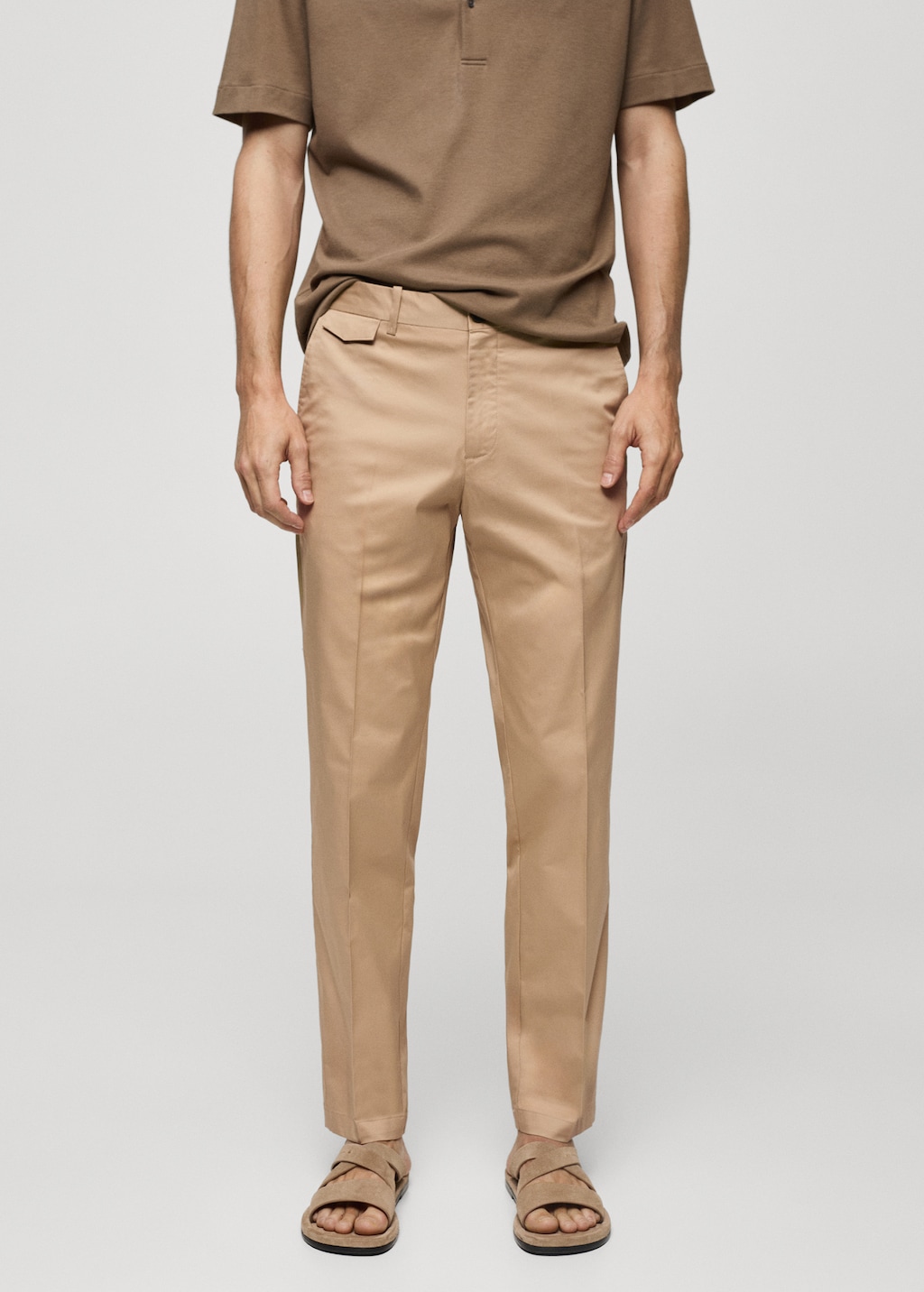 Mango Regular Fit-Baumwollhose mit Struktur