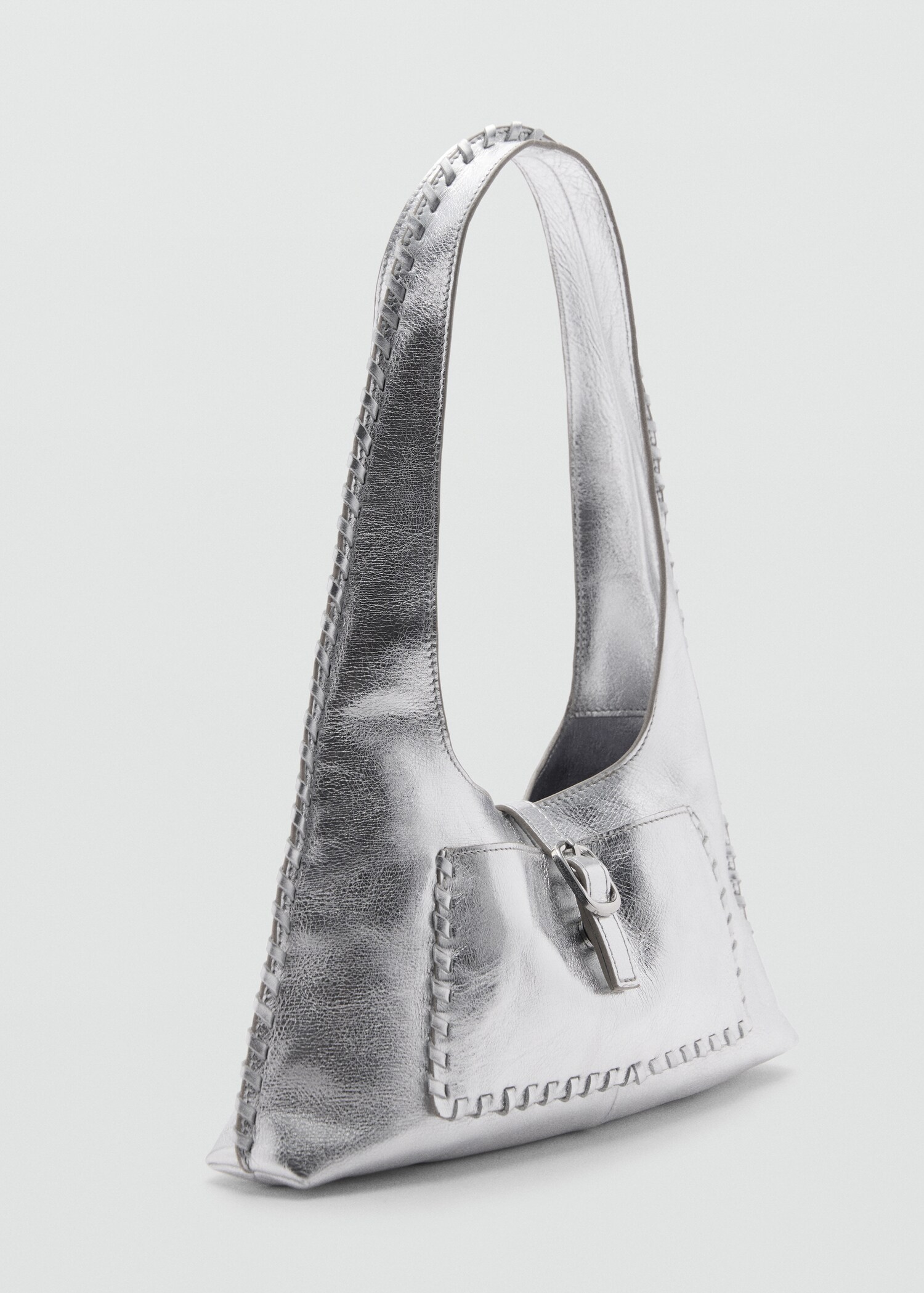 Leather metallic bag - Medium plane
