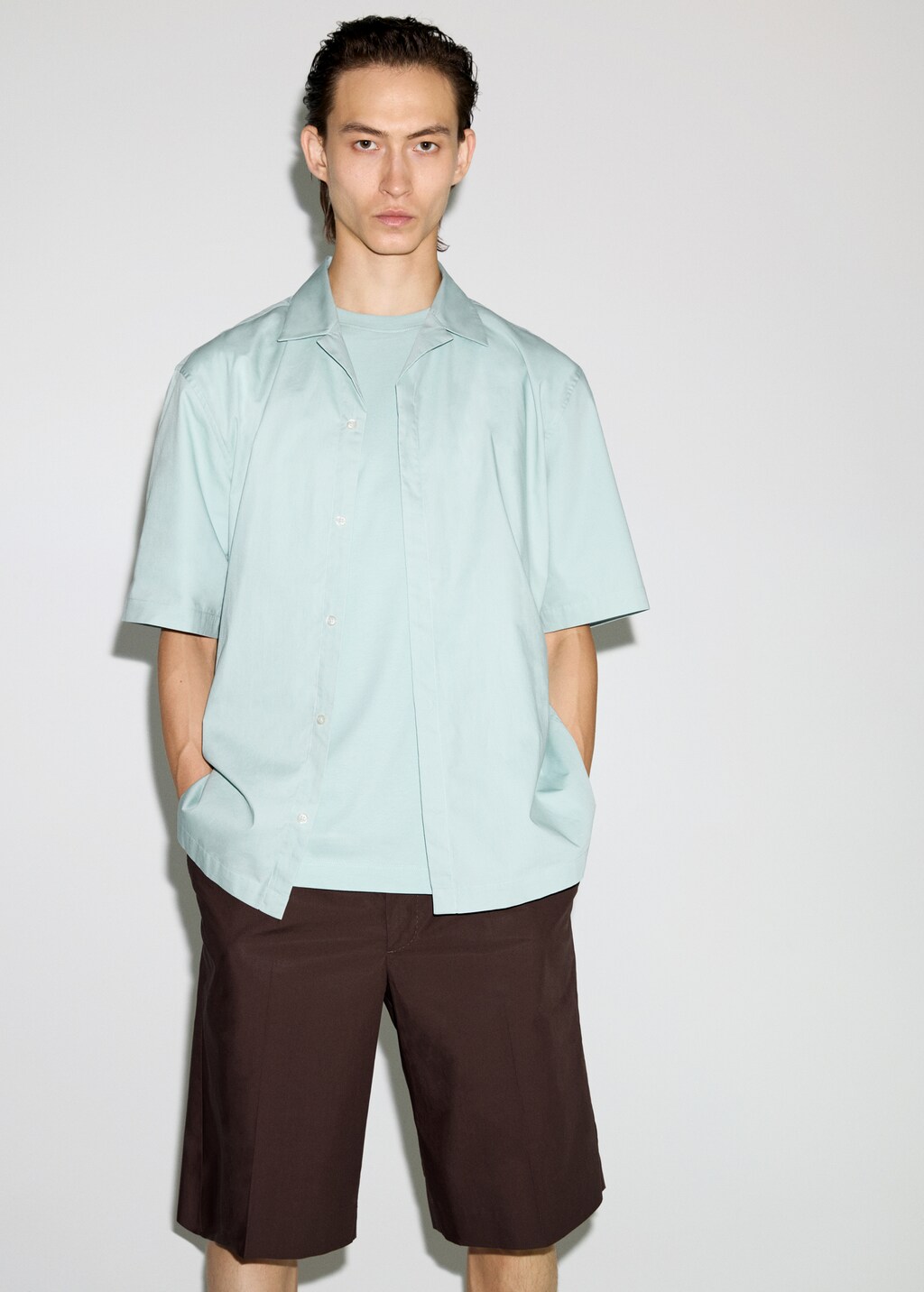 Camisa cuello bowling 100 algodon Hombre MANGO Mexico