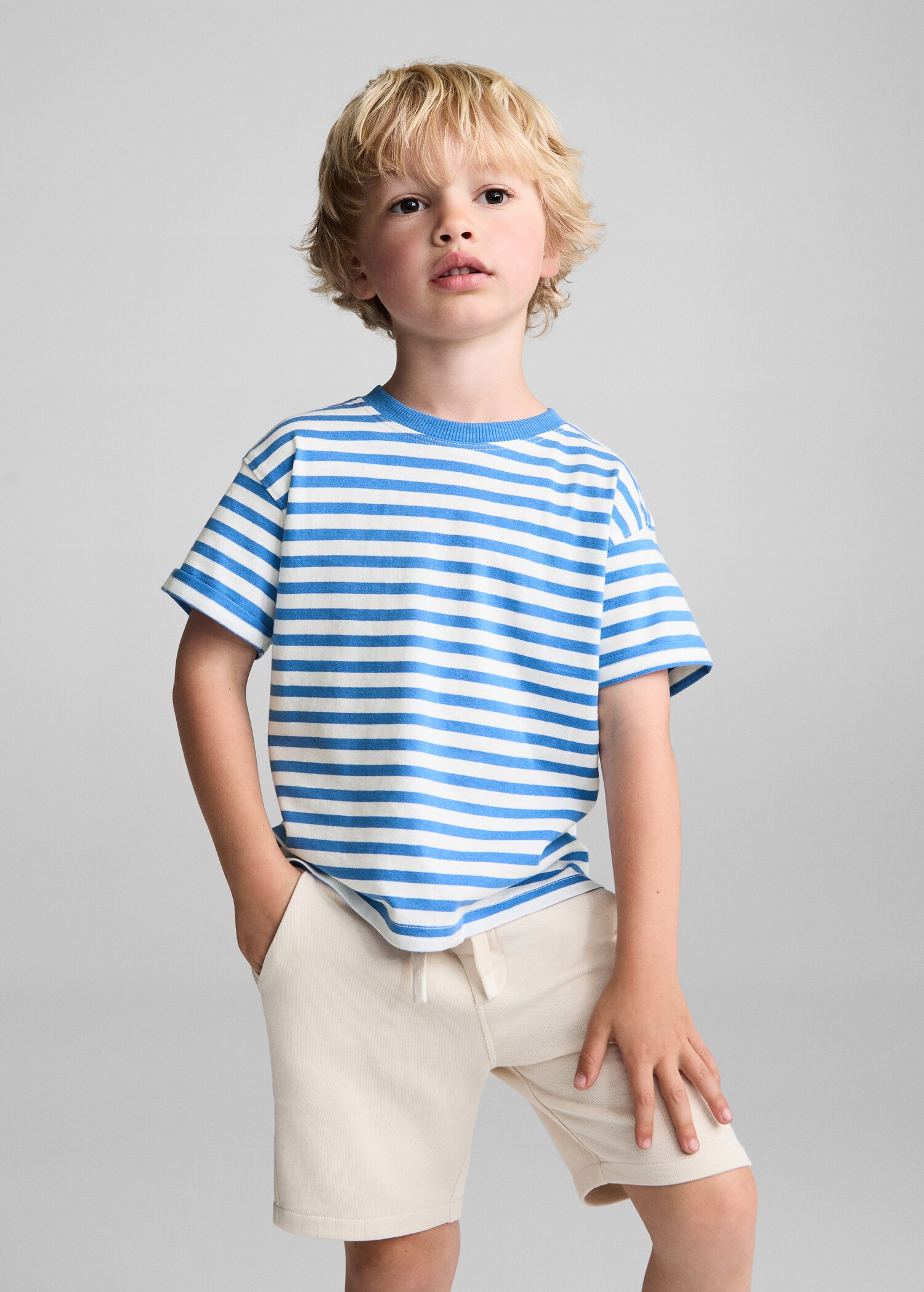 Striped cotton T-shirt - Medium plane