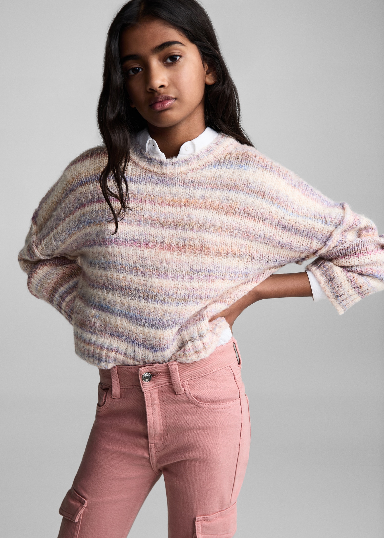 Jeans flare cargo - Plano medio