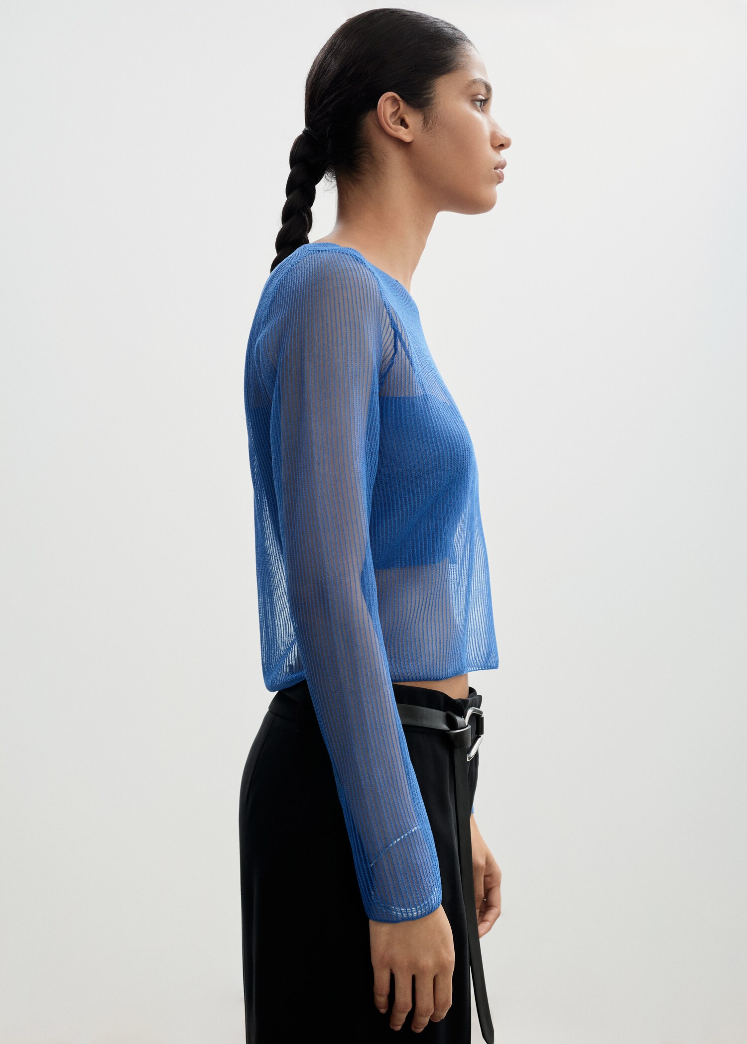 Semi-transparent sweater combined top - Medium plane