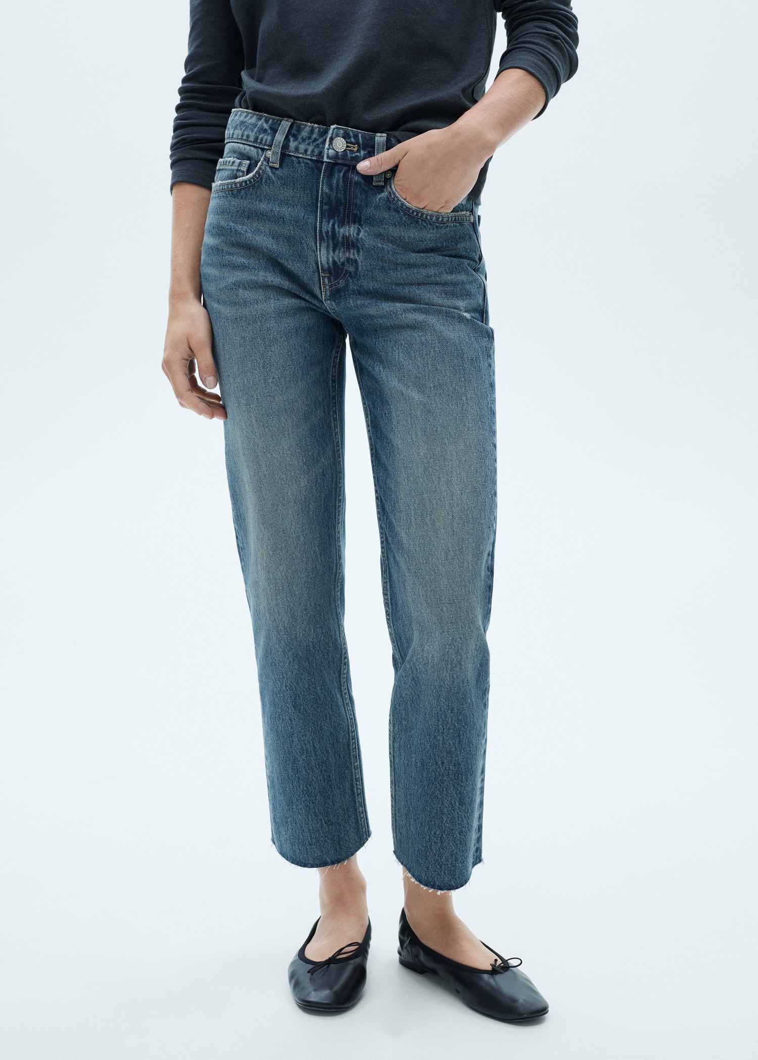 Blanca straight-fit cropped jeans - Medium plane