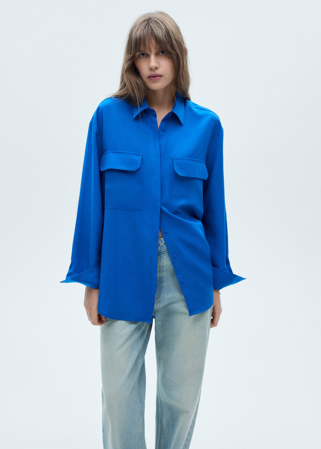 Camisa azul mujer mango best sale