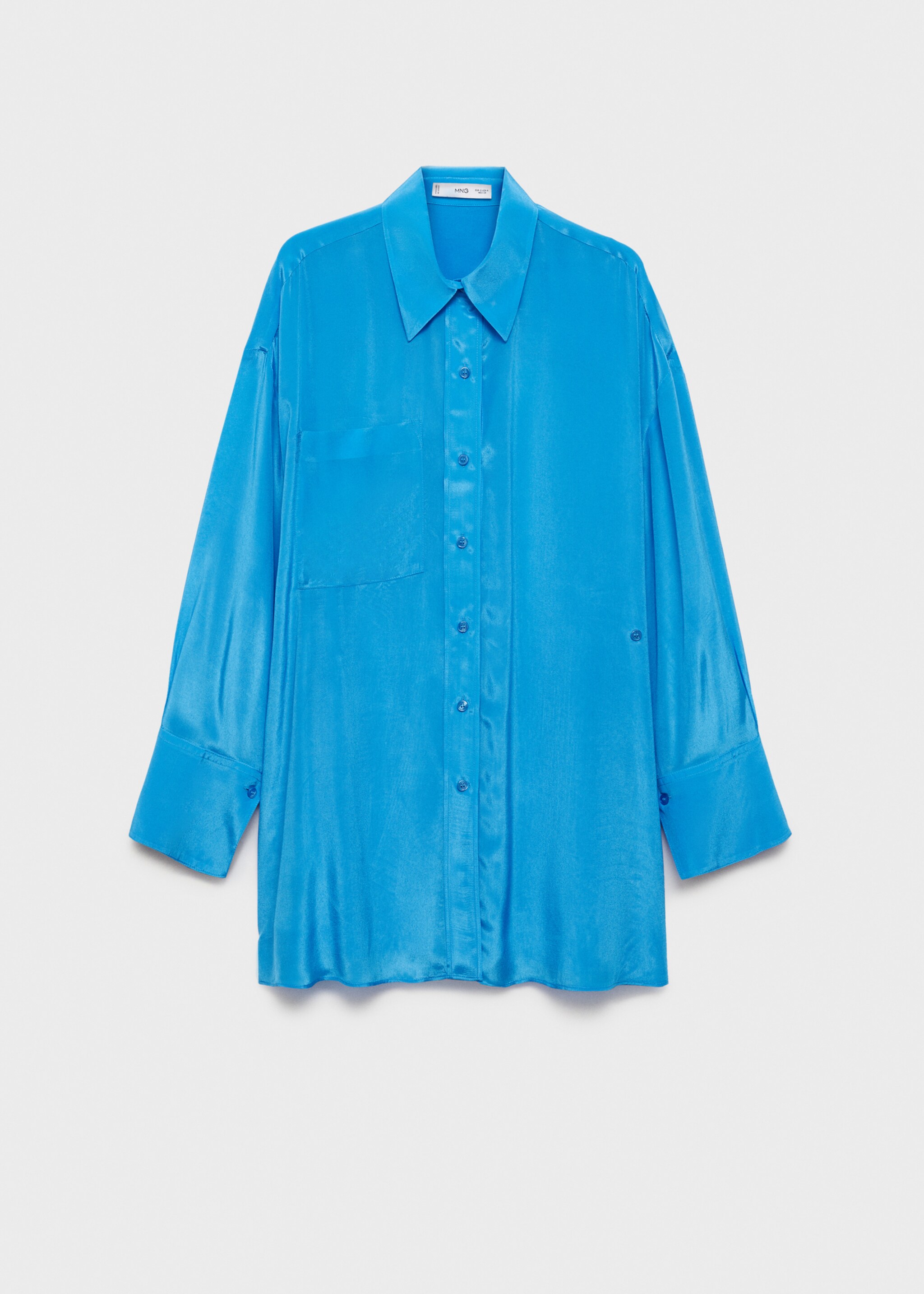Long satin shirt with asymmetrical closure - Изделие без модели