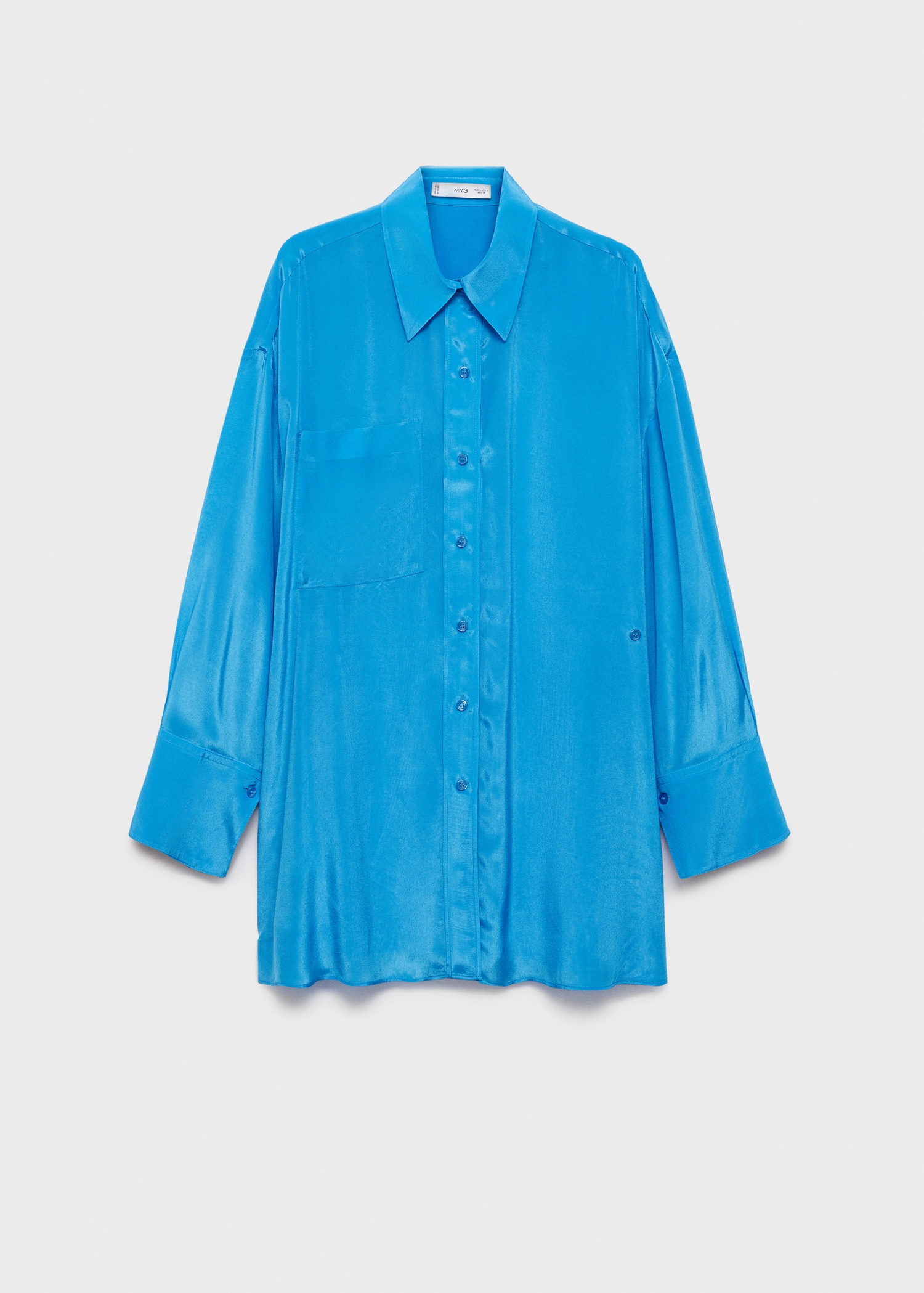 Long satin shirt with asymmetrical closure - Article without model