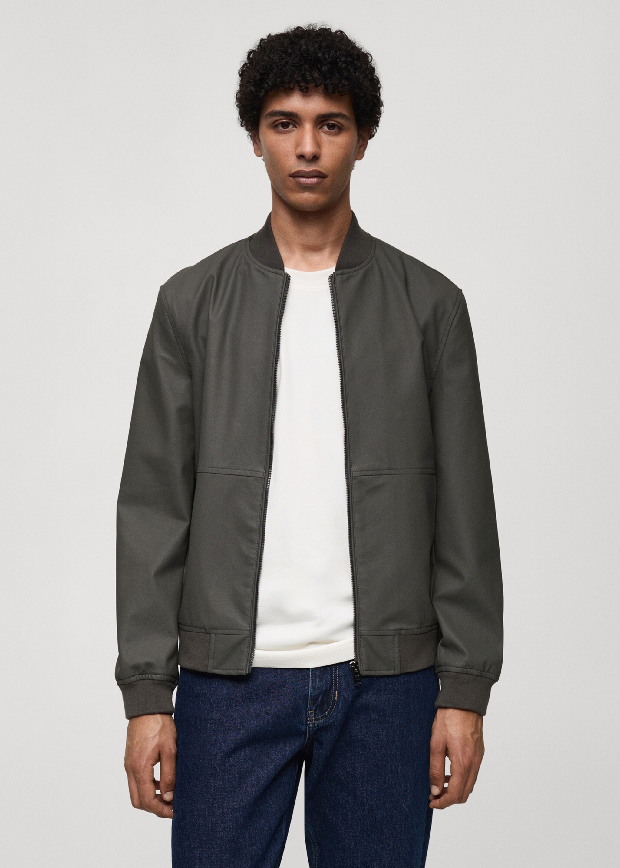 Leather-effect bomber jacket - Medium plane
