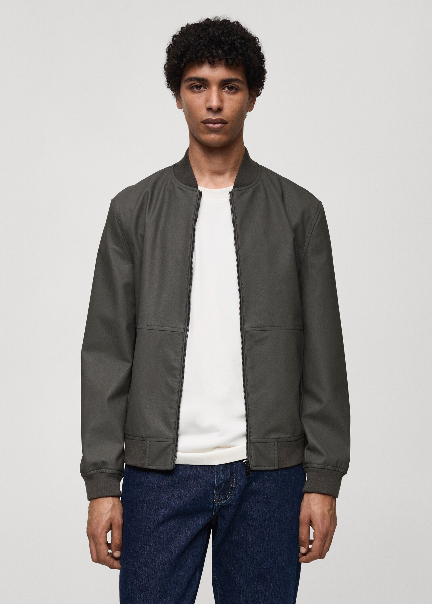 Leather-effect bomber jacket - Medium plane