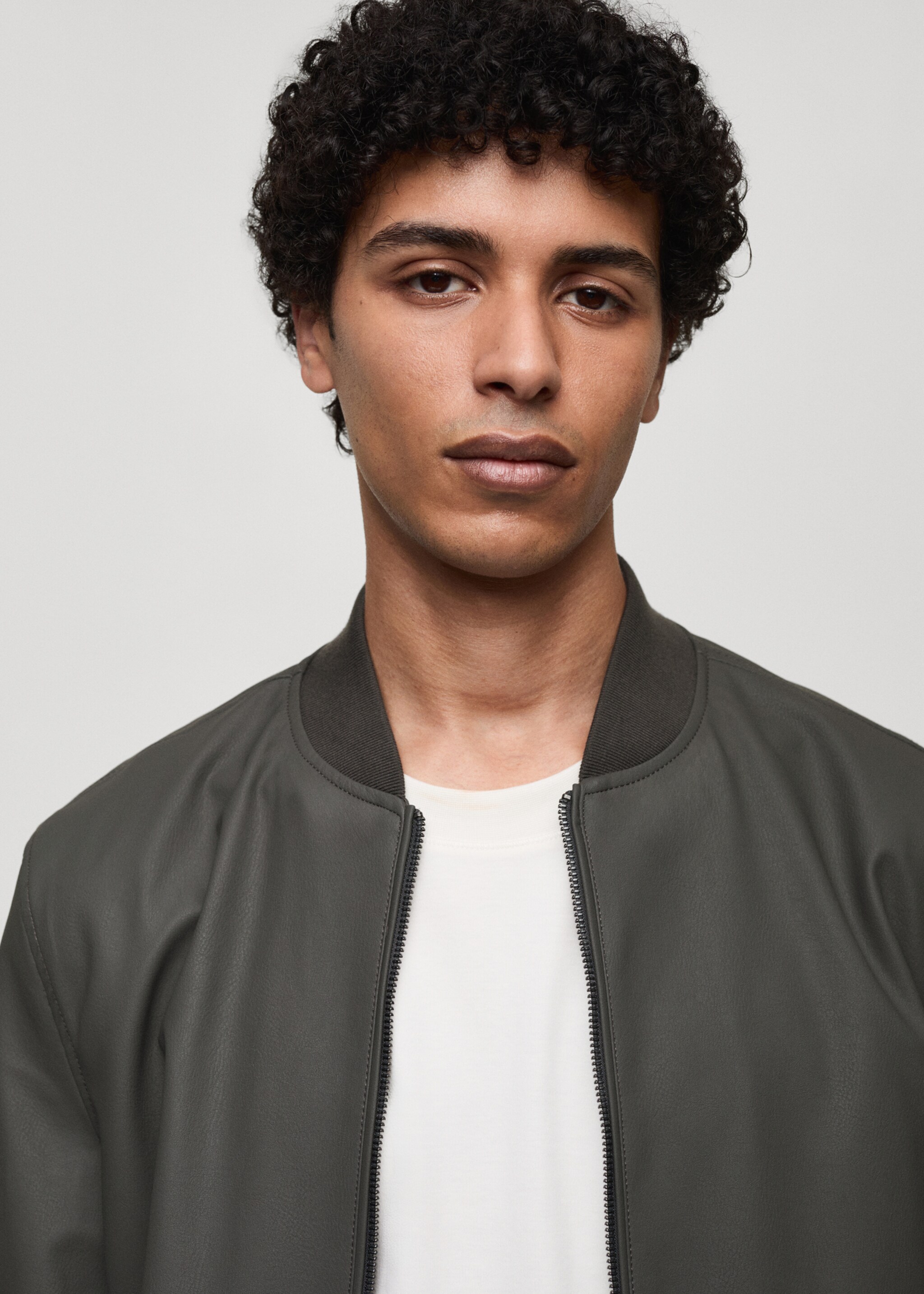 Leather-effect bomber jacket - Details of the article 1