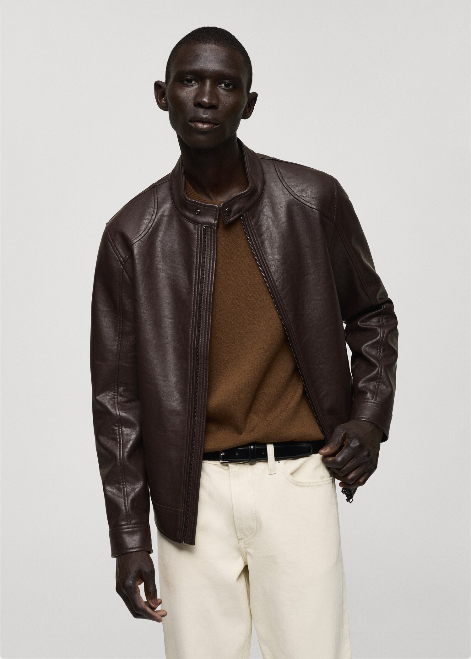 Zip-up leather-effect jacket - Medium plane