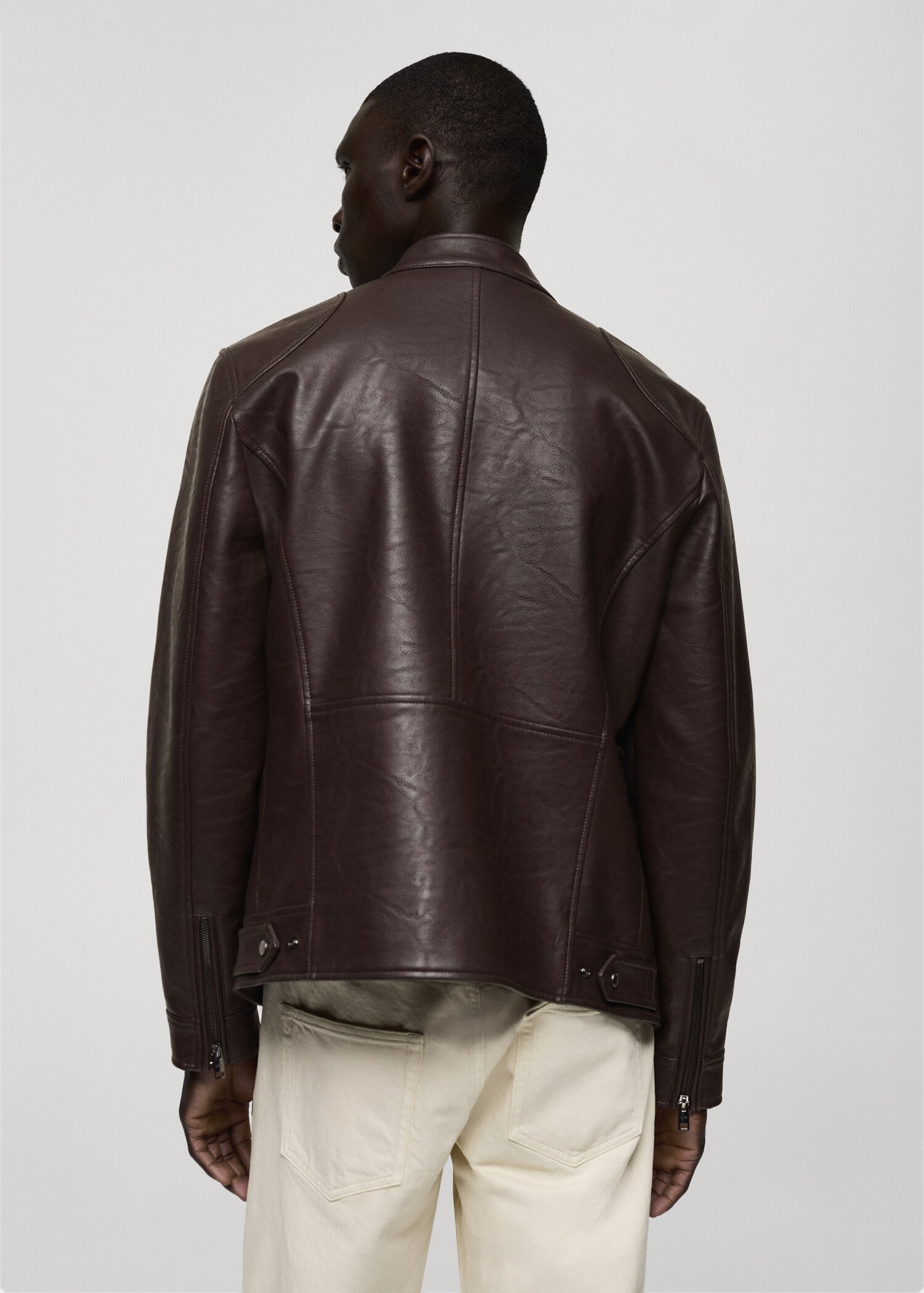 Zip-up leather-effect jacket - Reverse of the article
