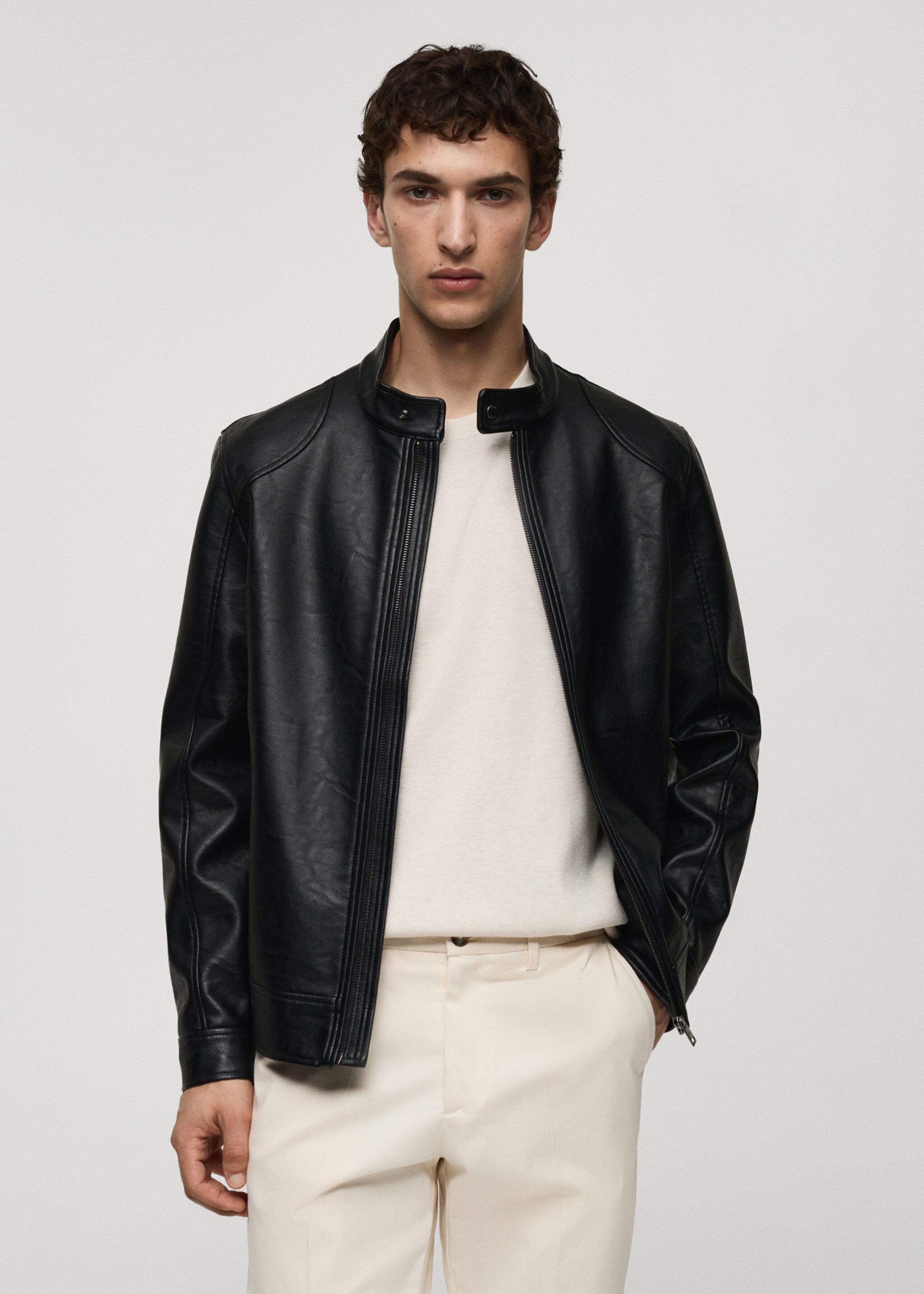 Zip-up leather-effect jacket - Medium plane