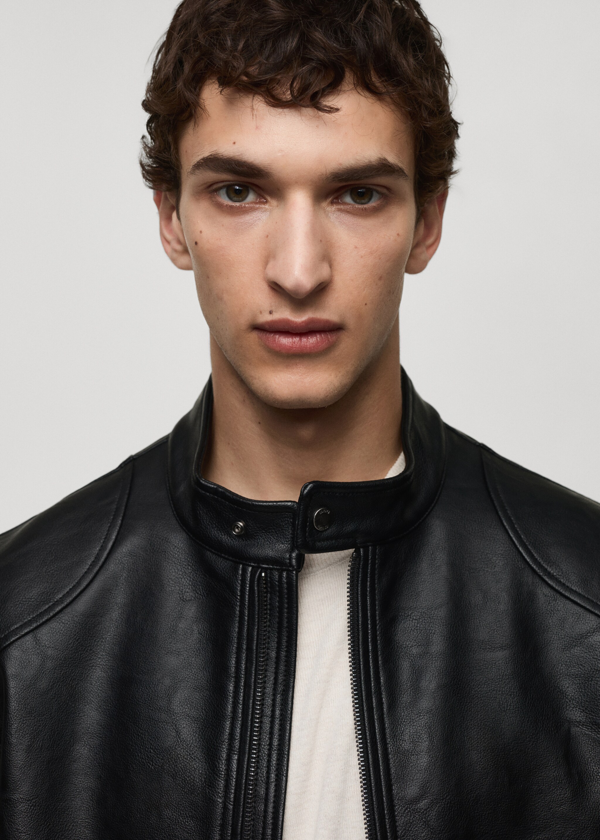 Zip-up leather-effect jacket - Details of the article 1