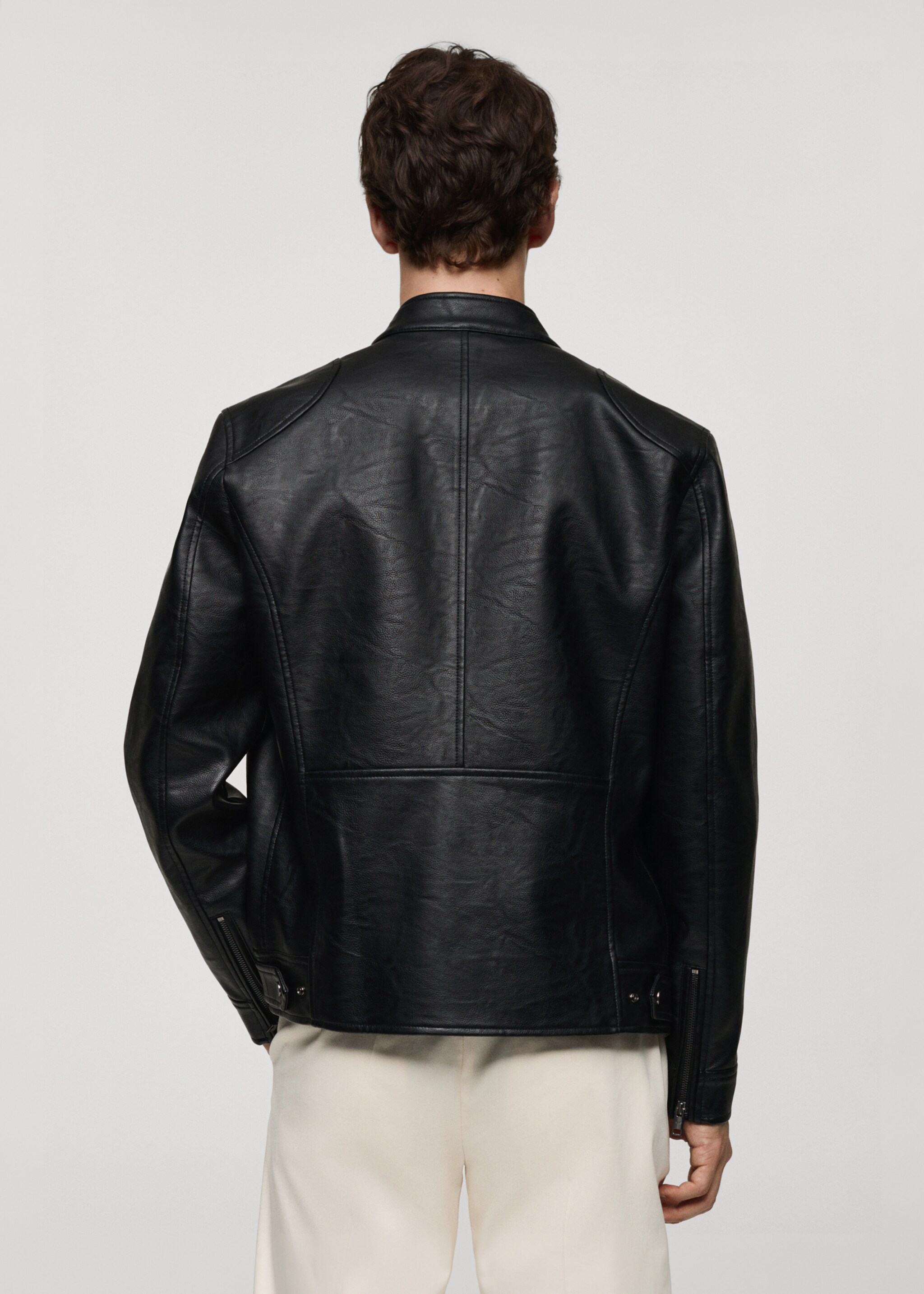 Zip-up leather-effect jacket - Reverse of the article