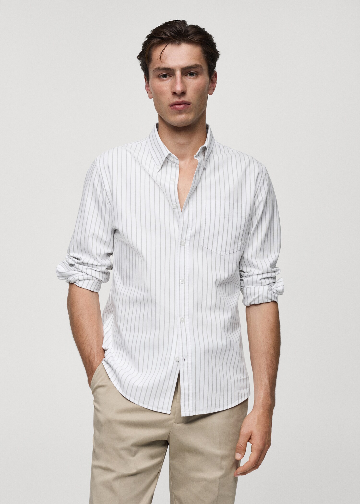 Chemise 100 % coton rayures bicolores - Plan moyen
