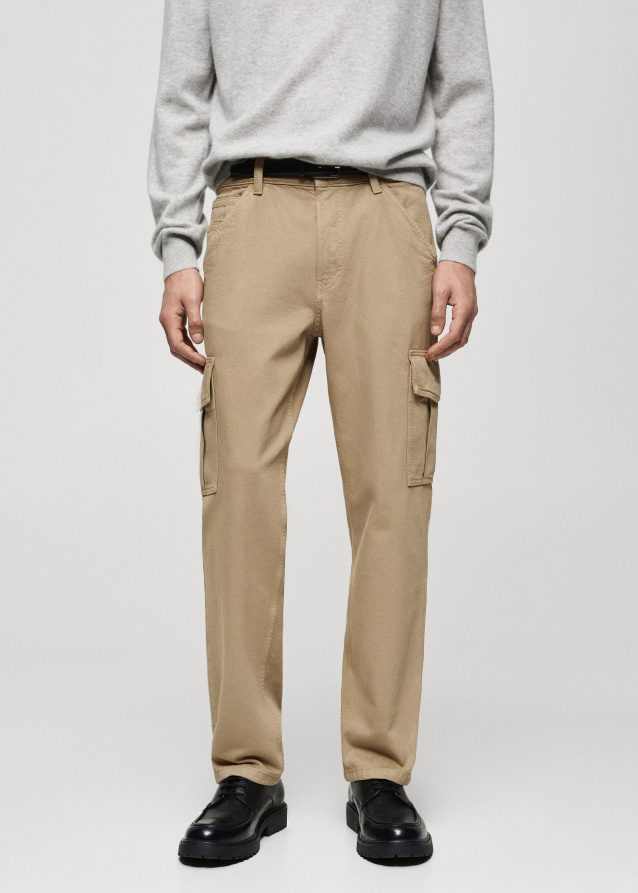 Jeans cargo straight fit - Plano medio