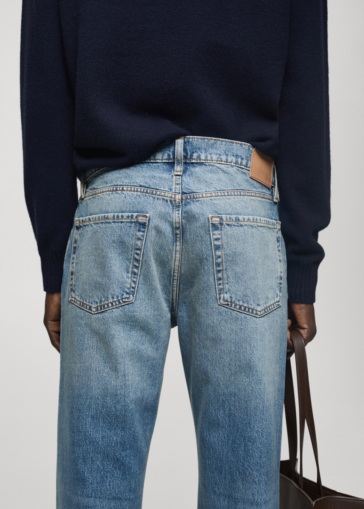 Ripped straight-fit light-wash jeans  - Details of the article 6