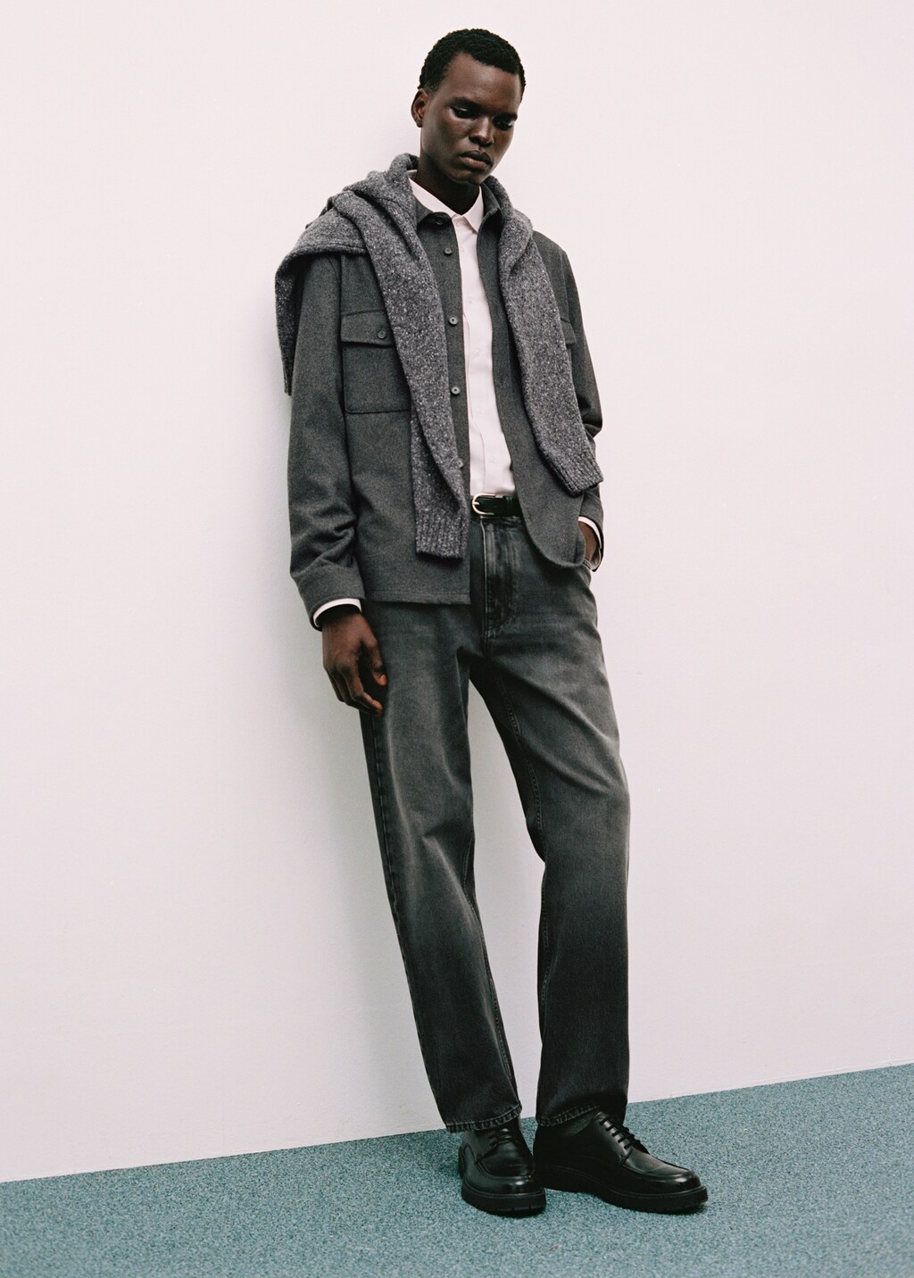 Dark grey blazer with jeans sale