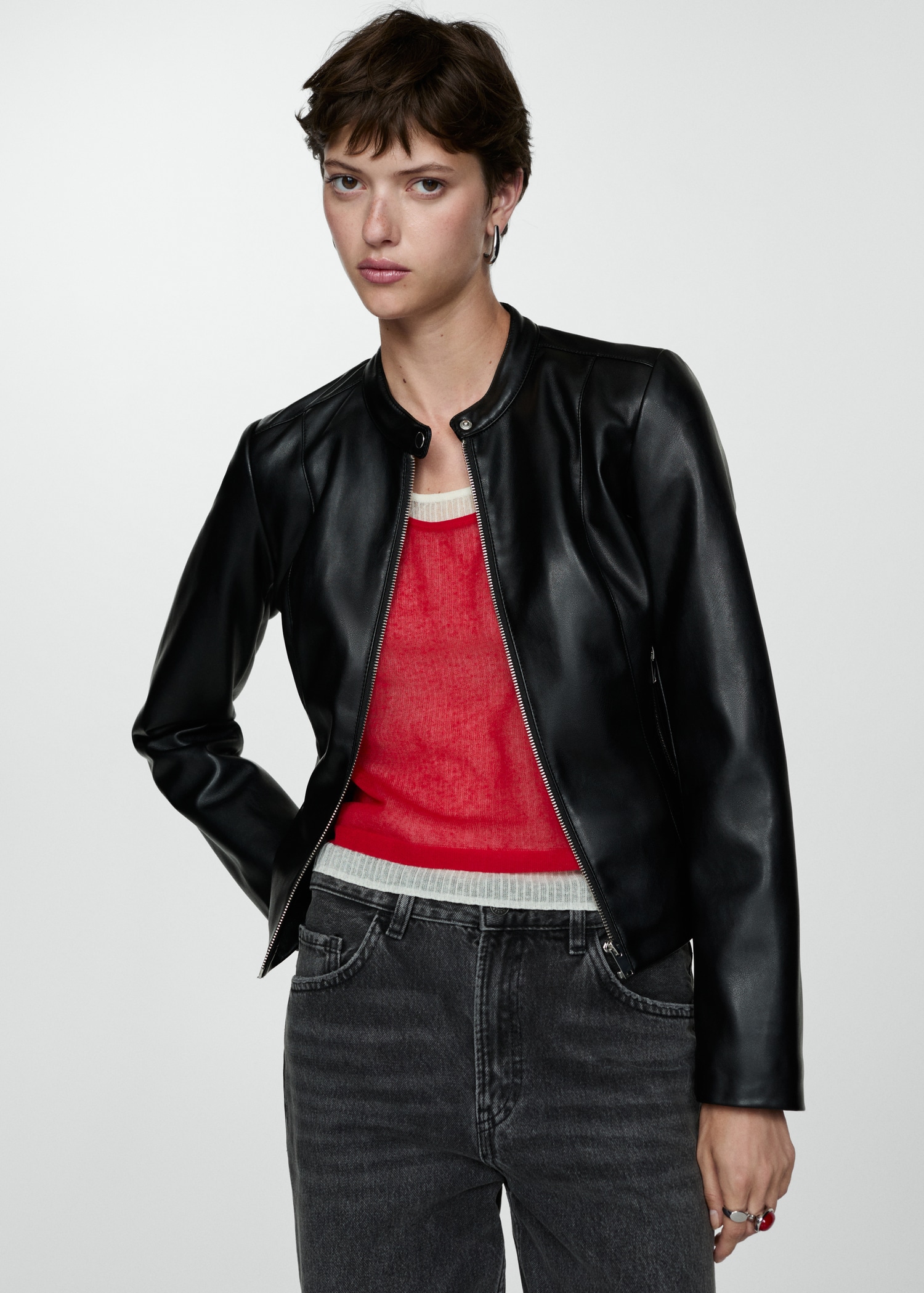 Leather-effect biker jacket