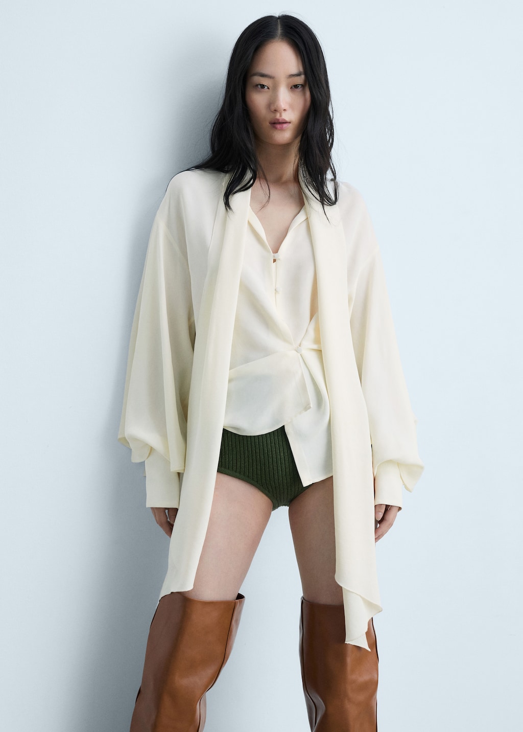 Mango Ruffled dress with zipper