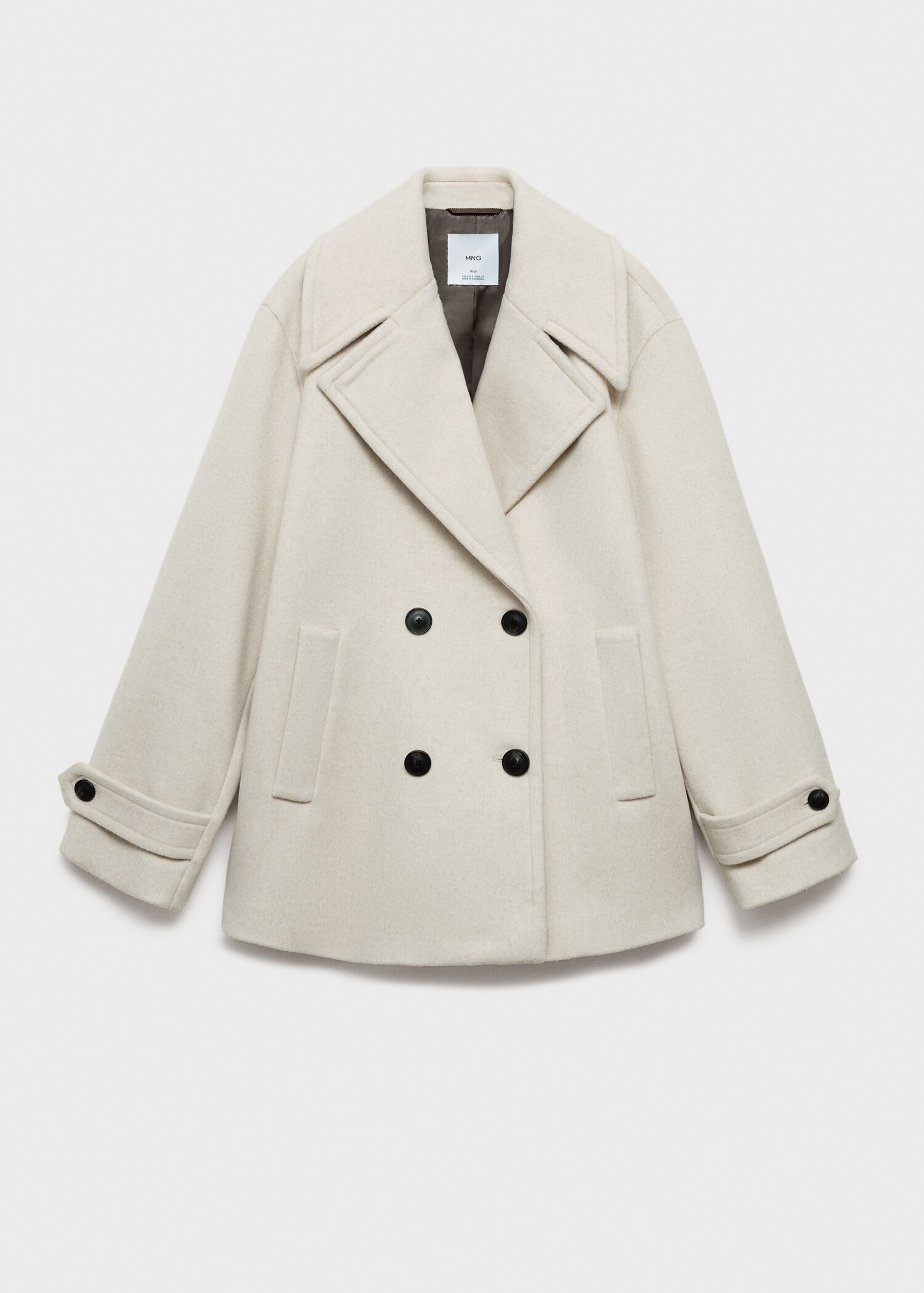 Wool double-breasted coat with buttons - Article without model
