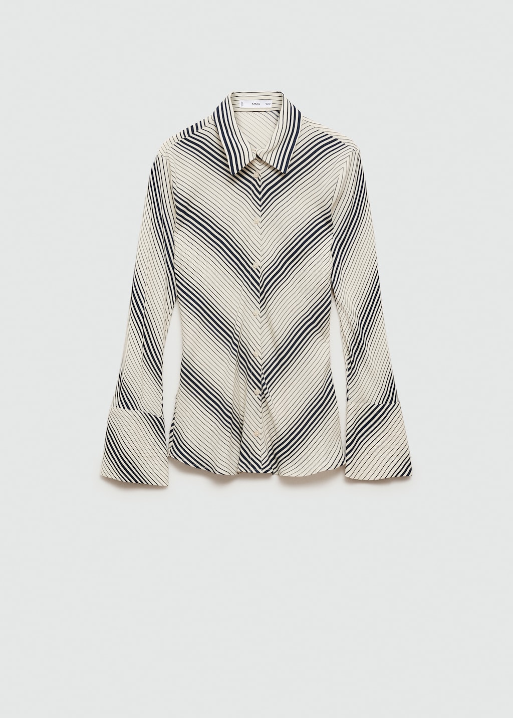 Mango Striped shirt with flared sleeves thumbnail