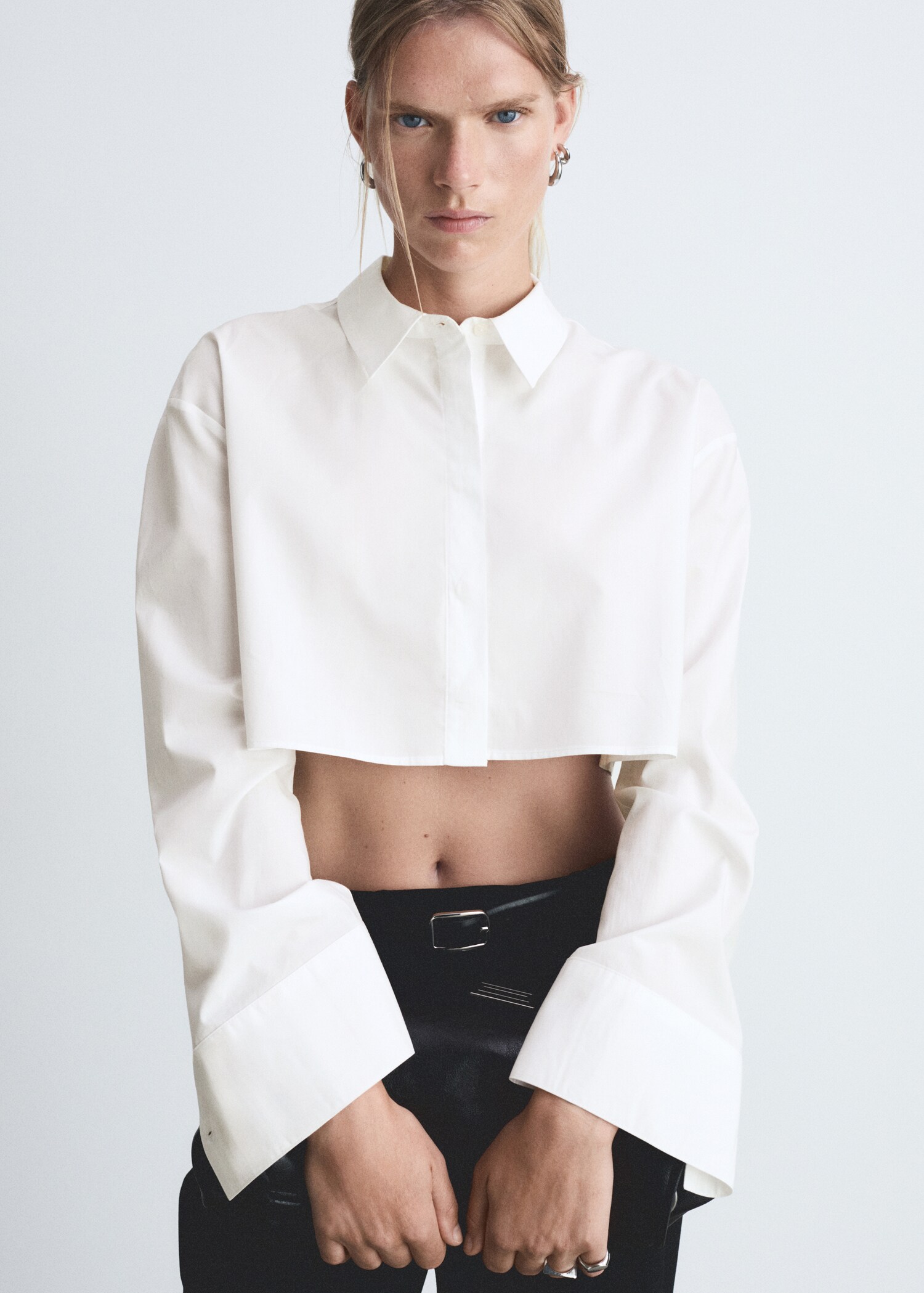 Cropped cotton shirt - Medium plane
