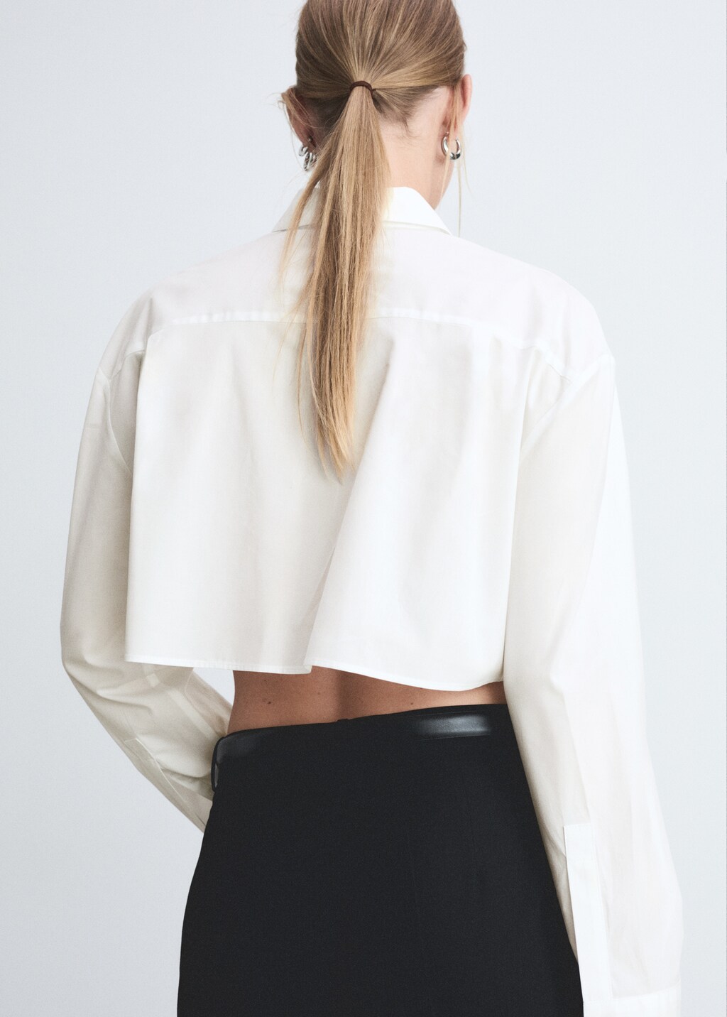 Cropped cotton shirt - Women | MANGO Japan