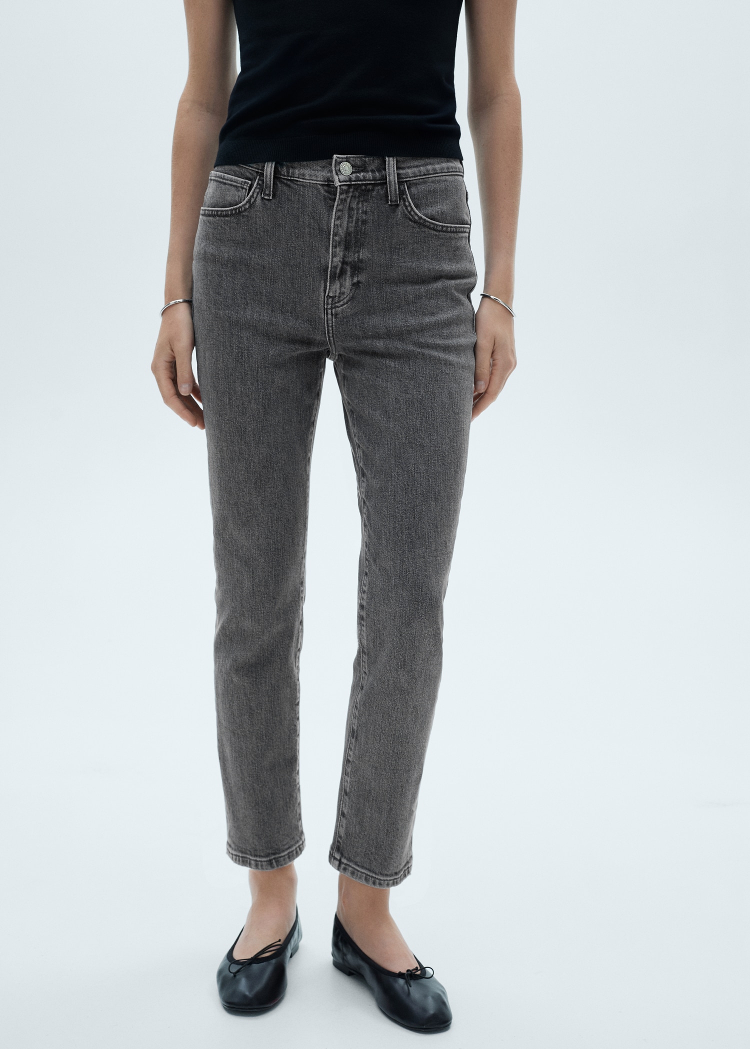 Claudia waxed slimfit cropped jeans Woman MANGO United Arab Emirates