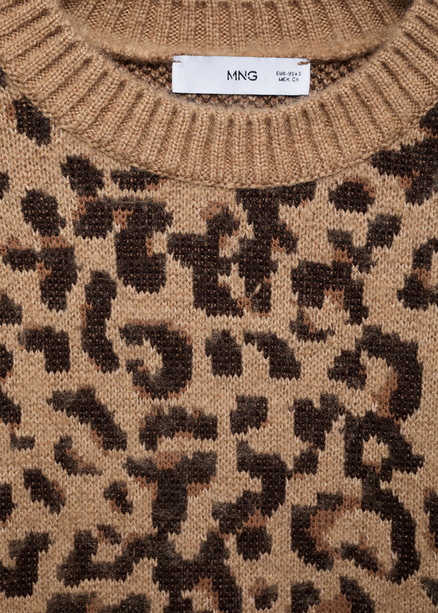 Leopard-print sweater with contrasting trims Women MANGO Japan