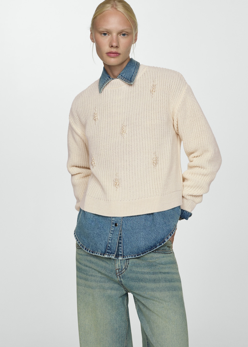 Pearl chunky-knit sweater