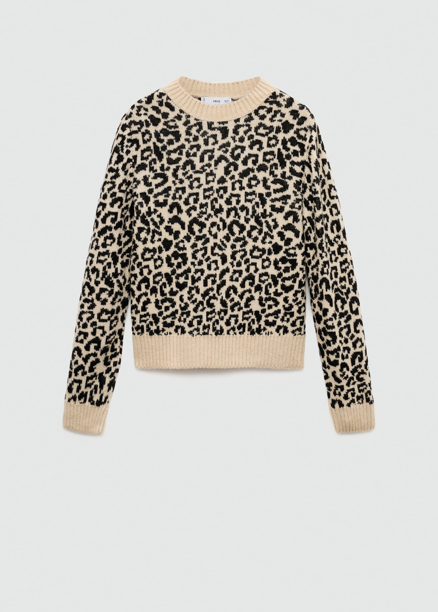 Leopard-print sweater with contrasting trims MANGO Japan