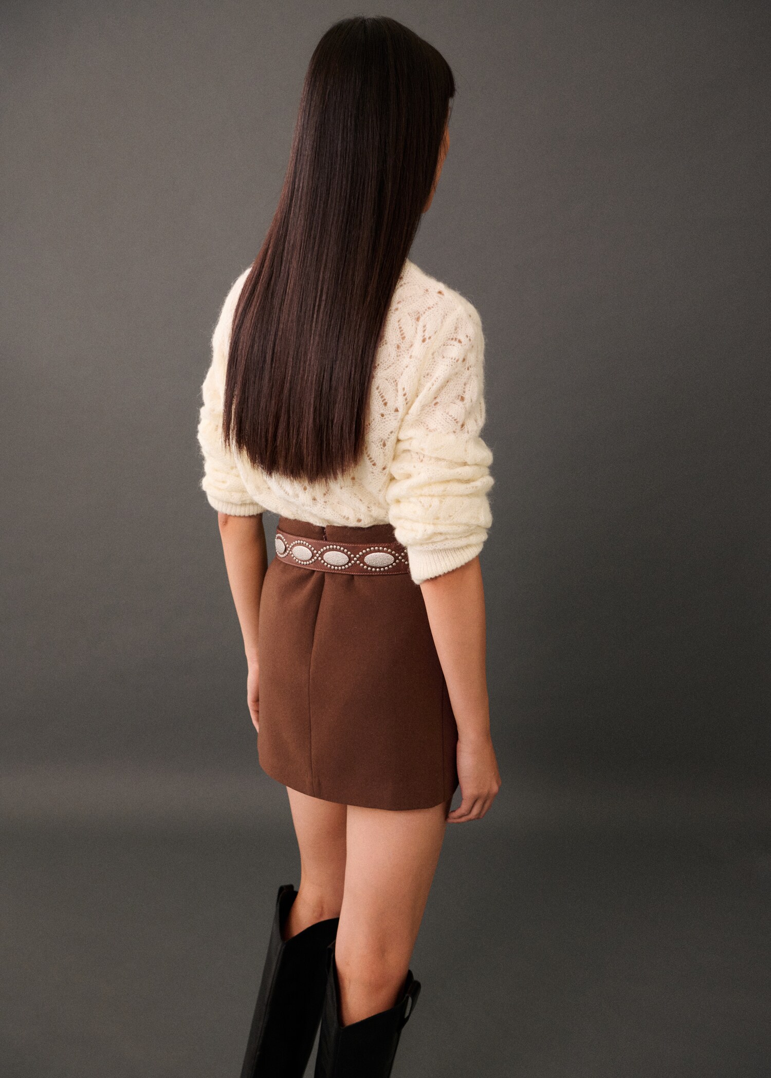Knitted sweater with openwork details - Reverse of the article