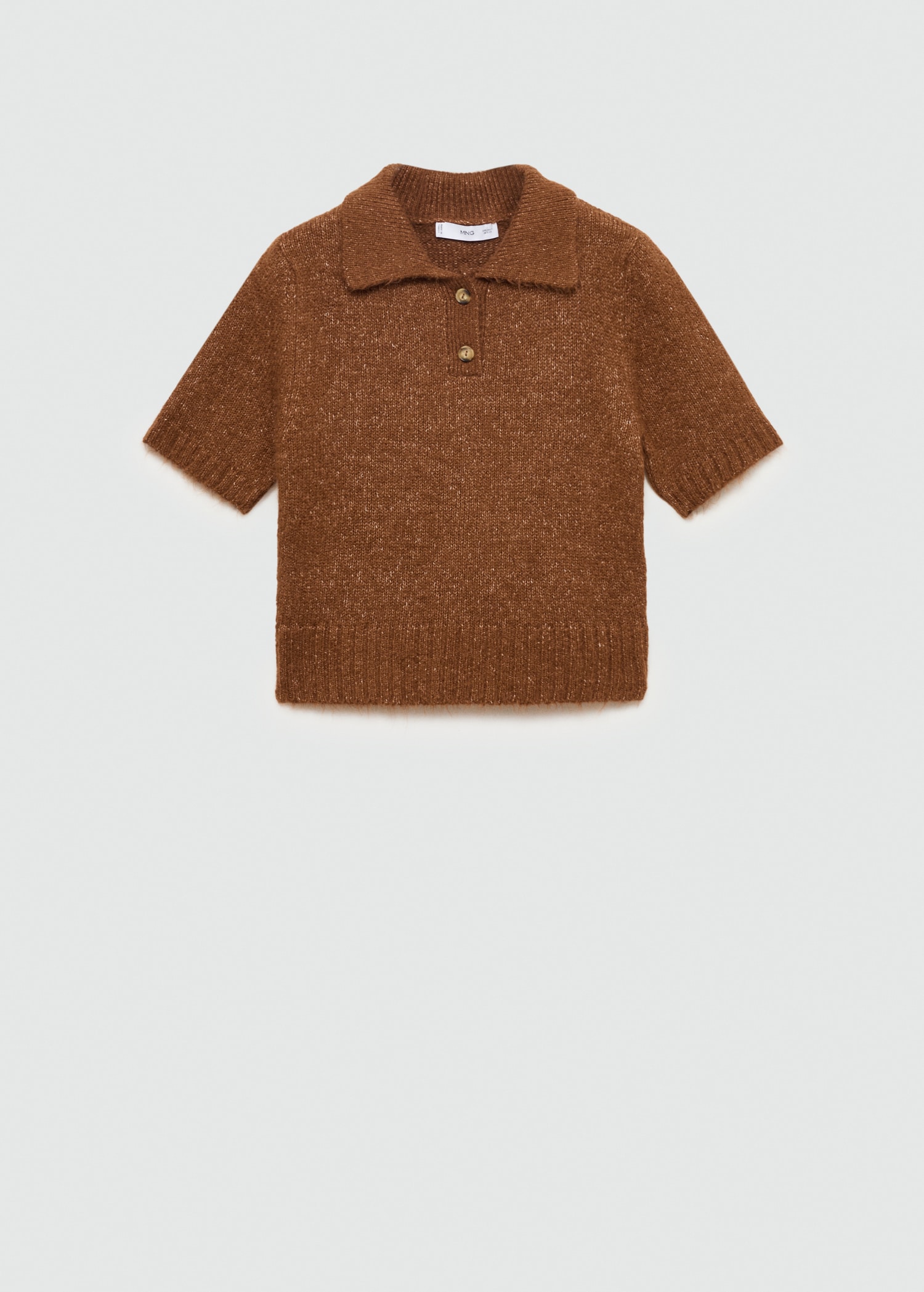 Knitted polo shirt with ribbed details - Article without model