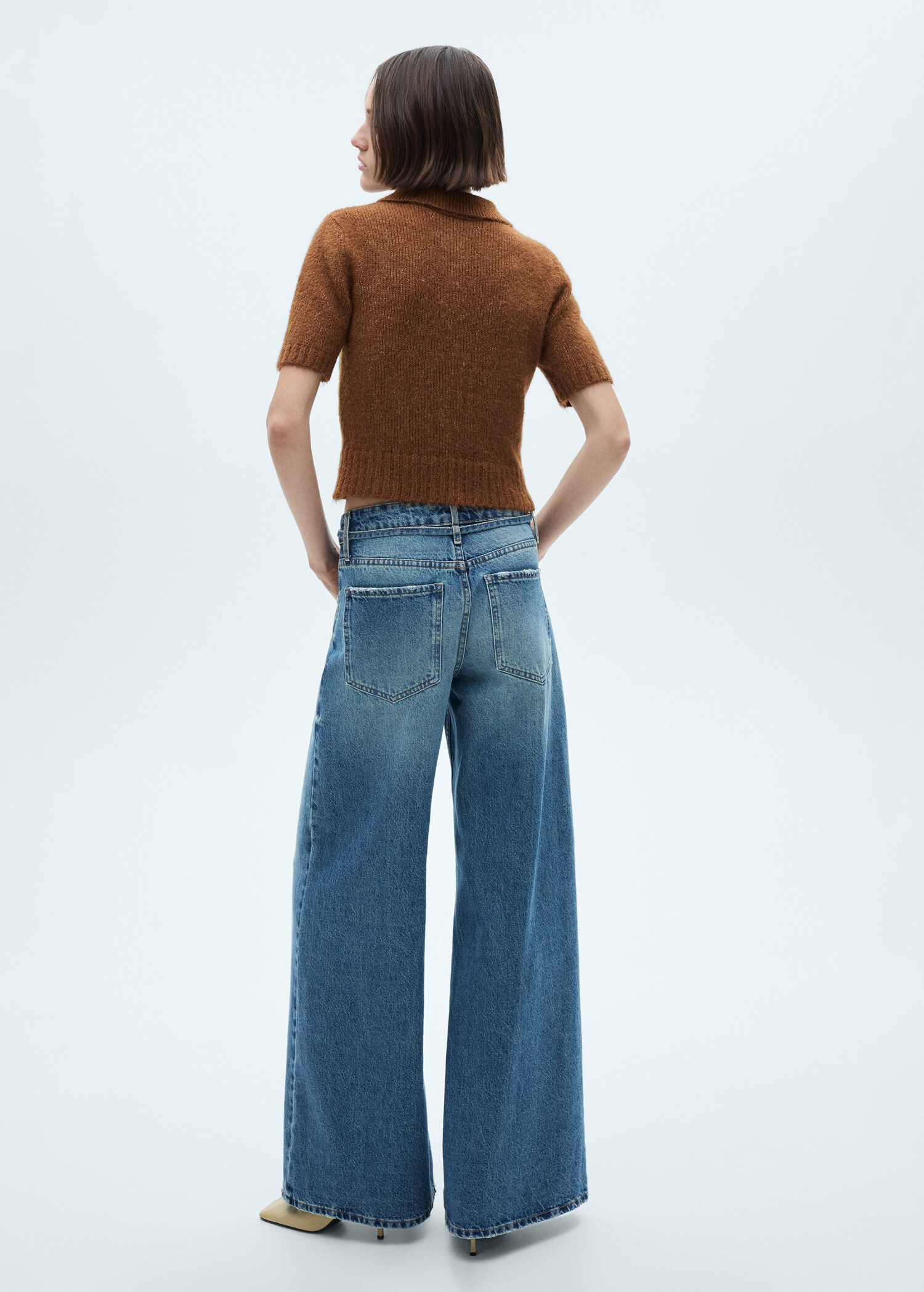 Knitted polo shirt with ribbed details - Reverse of the article