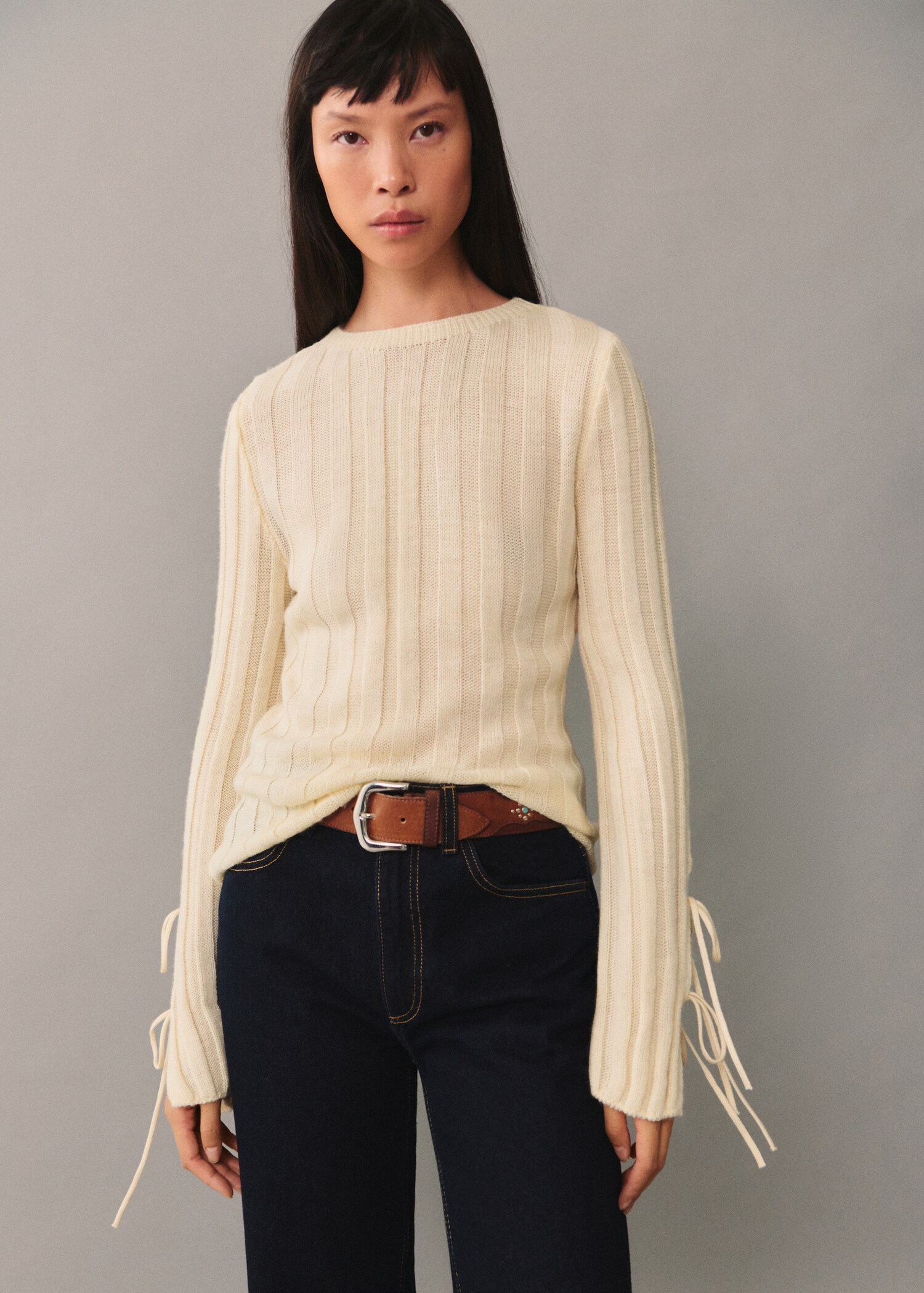 Bows ribbed sweater - Medium plane