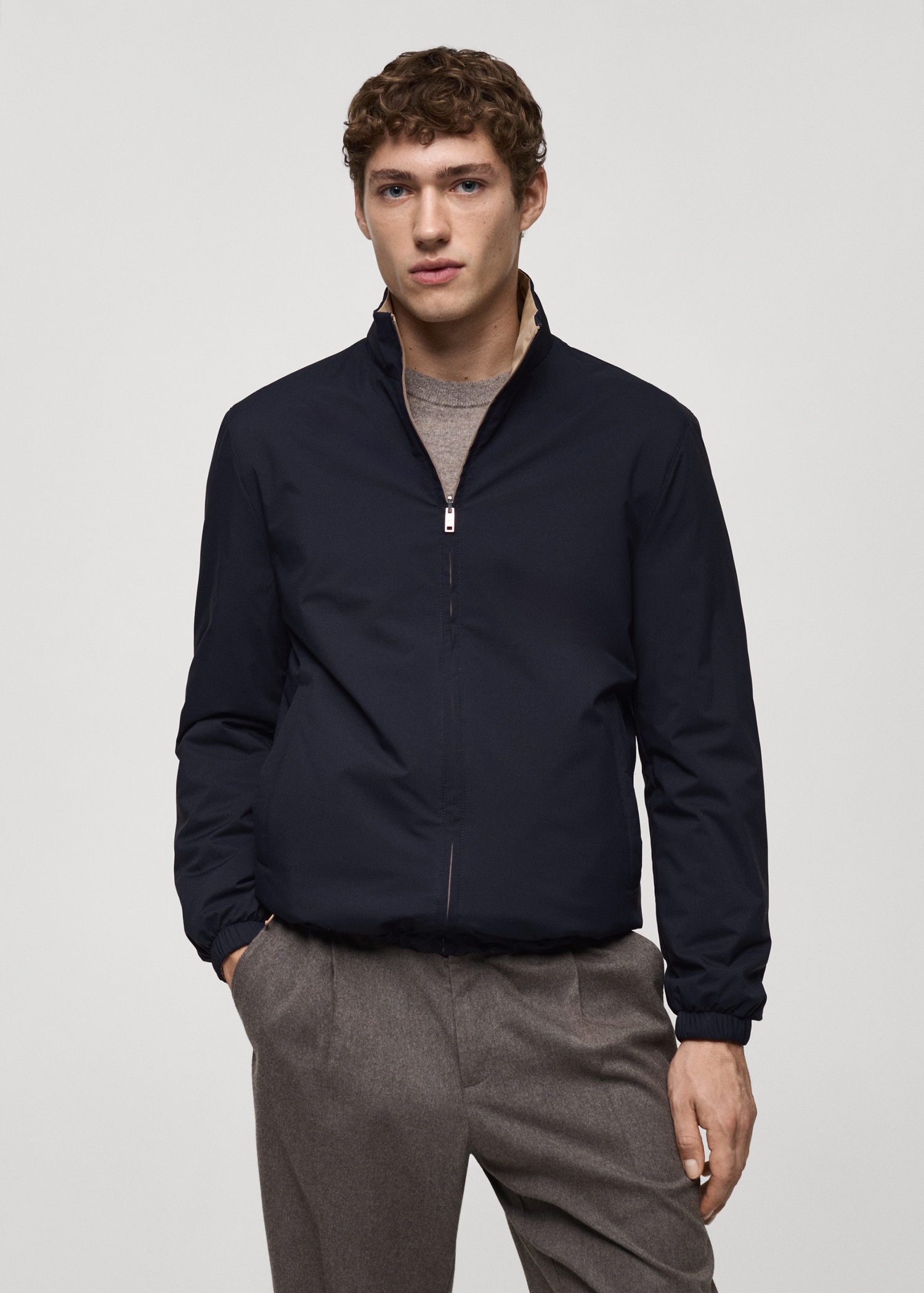 Reversible quilted water-repellent reversible jacket - Medium plane