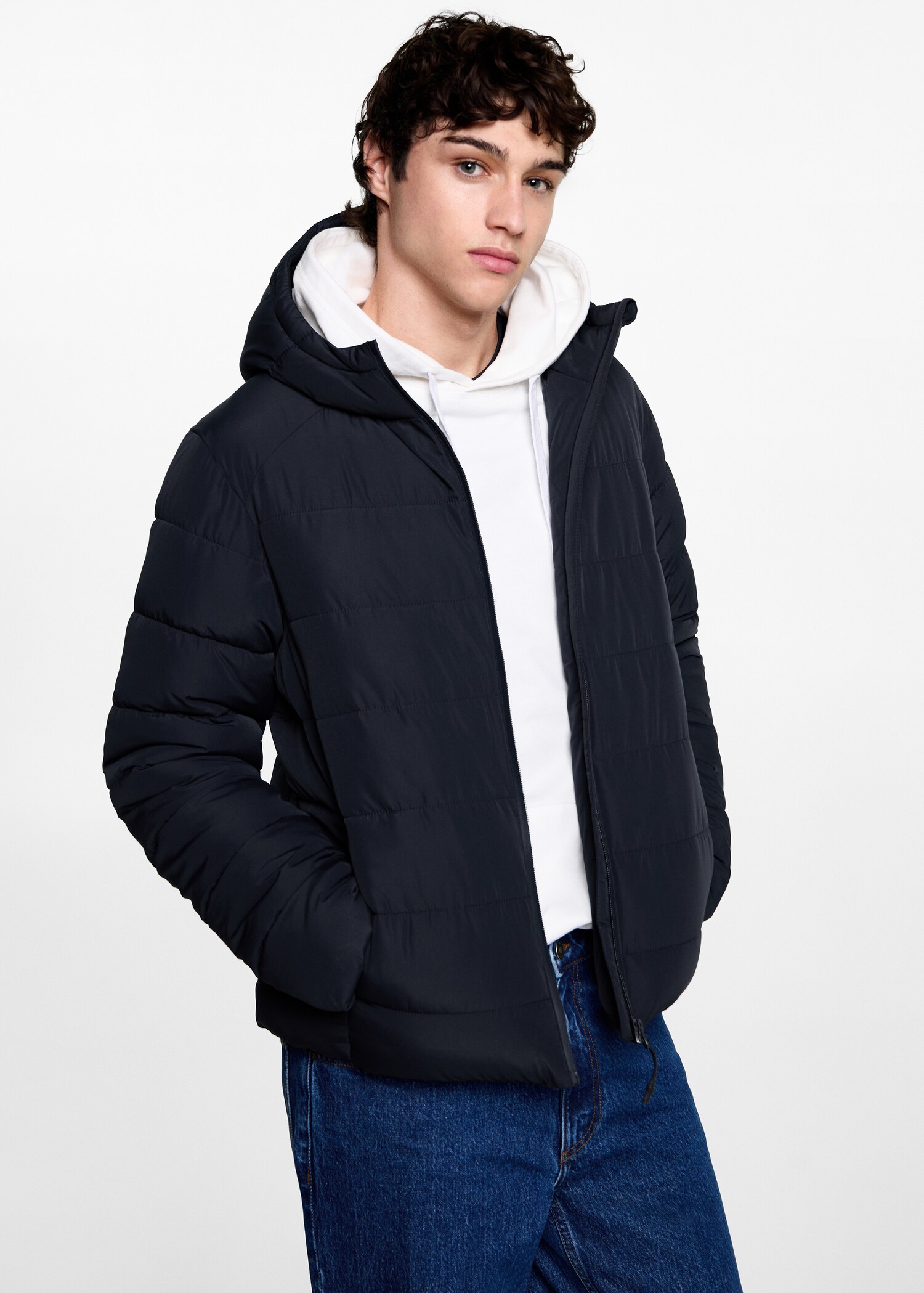 Hood quilted coat - Medium plane