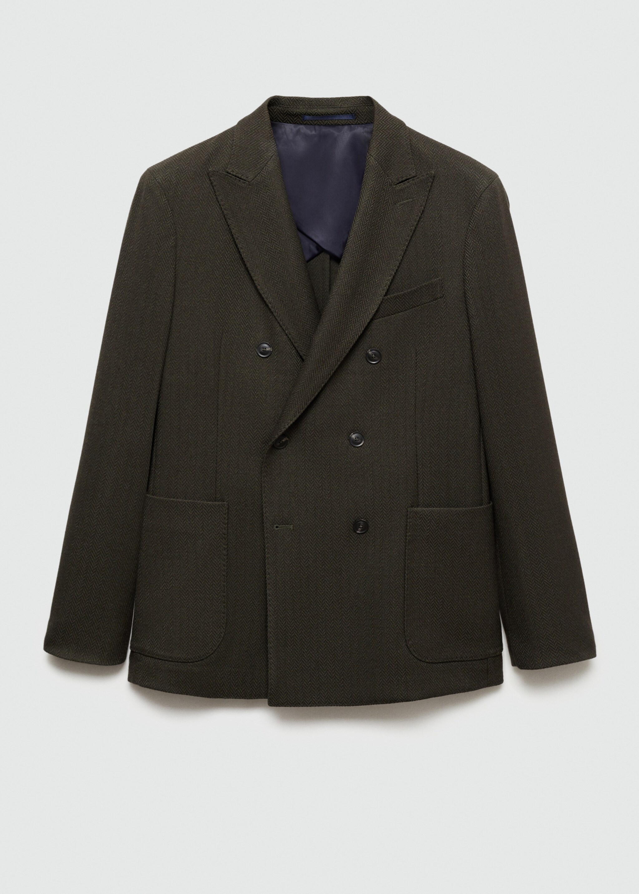 Herringbone slim-fit double-breasted jacket - Article without model