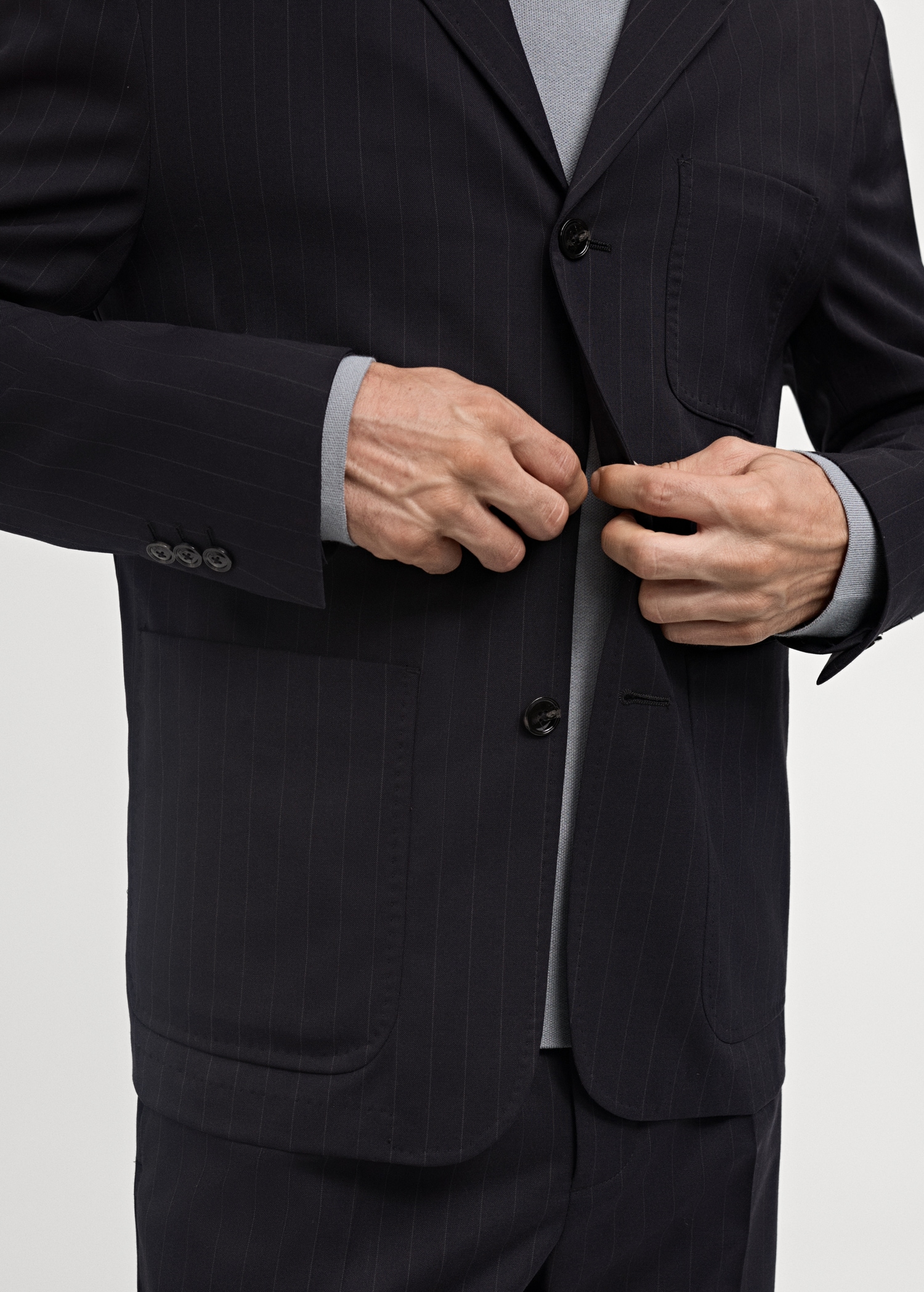 Wool-blend slim-fit suit jacket with stripes - Details of the article 6